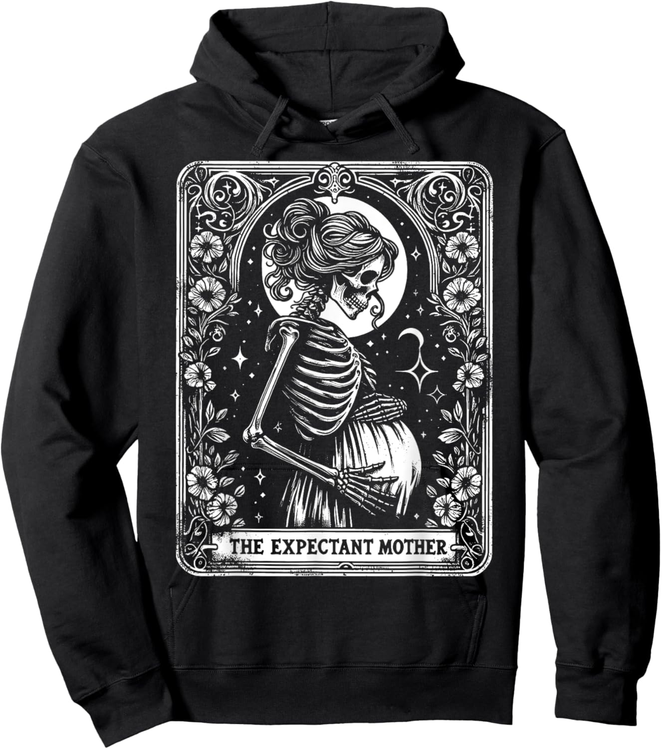 Skeleton Expectant Mother Tarot Card Pregnancy Announcement Hoodie - Hoodie | Black