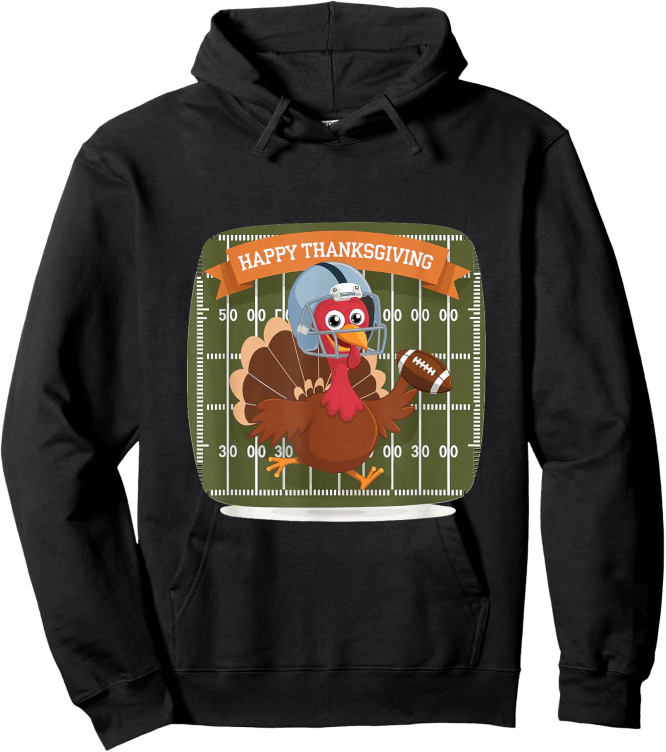 Thanksgiving Football Turkey Happy Thanksgiving Hoodie - Hoodie | Black