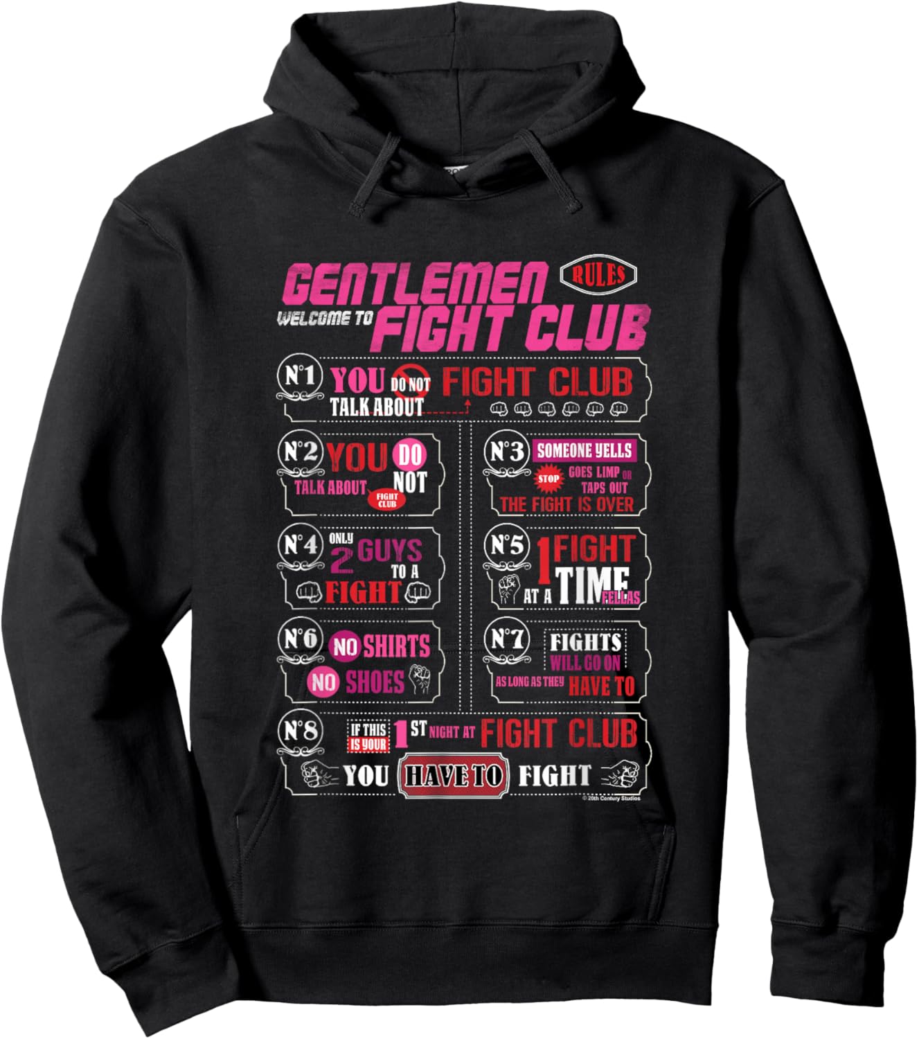 Fight Club Gentlemen Welcome to Fight Club Retro Big Poster Hoodie - Hoodie | Black