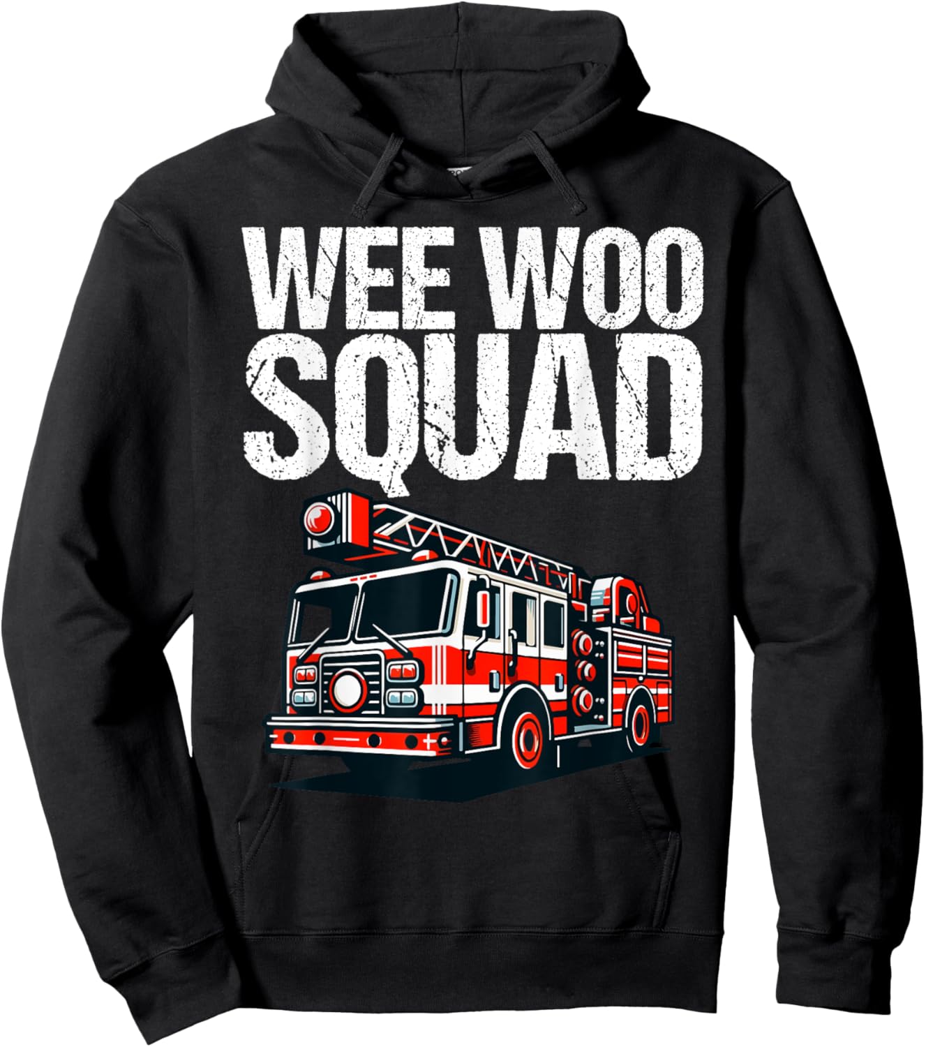 Funny Wee Woo Squad Fire Truck Design for Kids and Adults Hoodie - Hoodie | Black