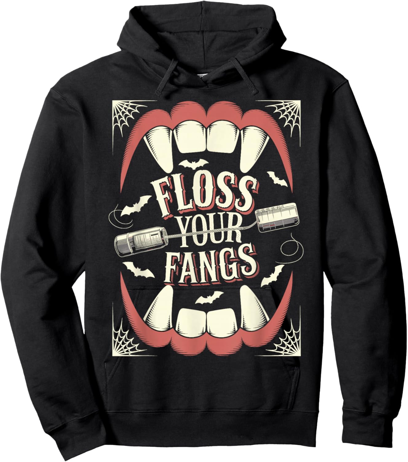 Funny Dental Hygienist Assistant Halloween, Floss your Fangs Hoodie - Hoodie | Black