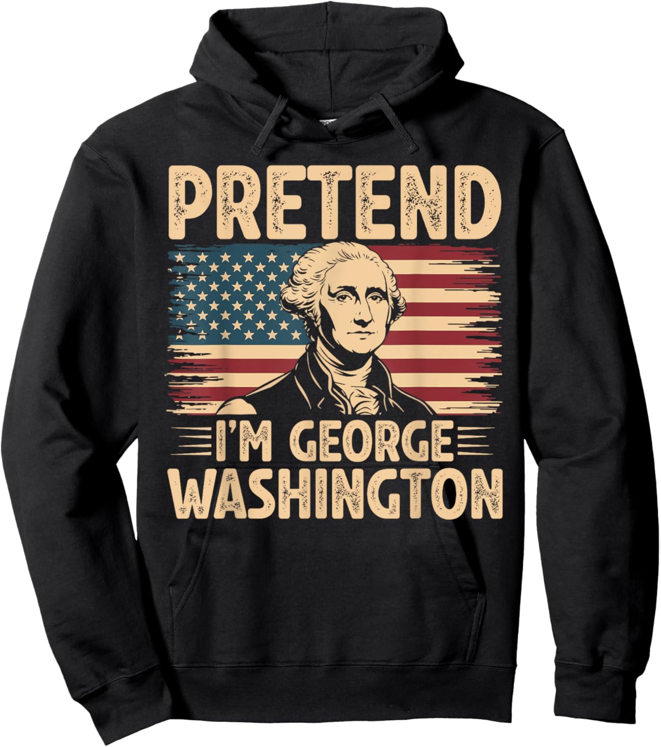 Pretend I'm George Washington Vintage Halloween Costume Hoodie - Hoodie | Black