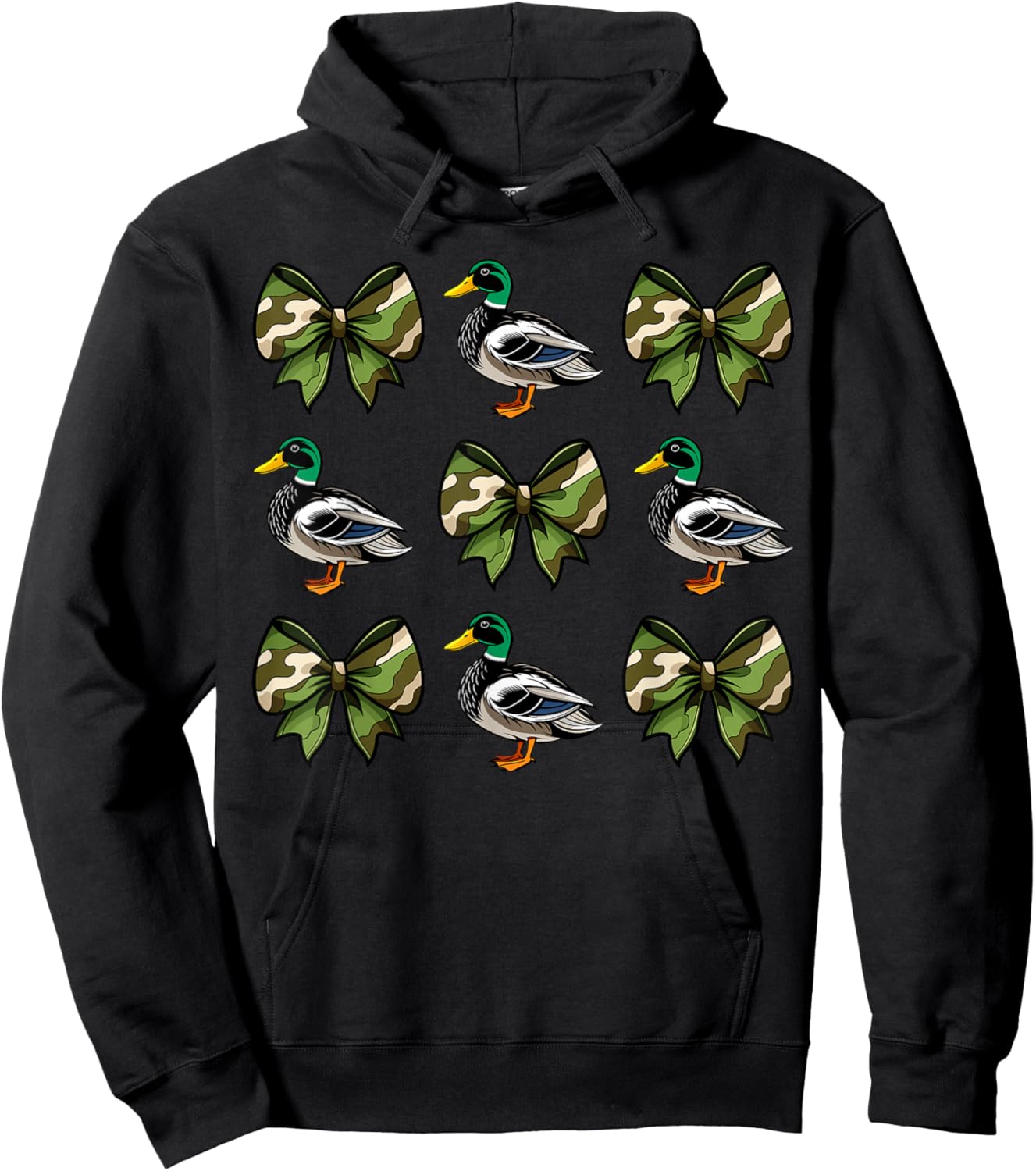 Camo Coquette Bow Duck Hunt Mallard Duck Hunting Women Girls Hoodie - Hoodie | Black