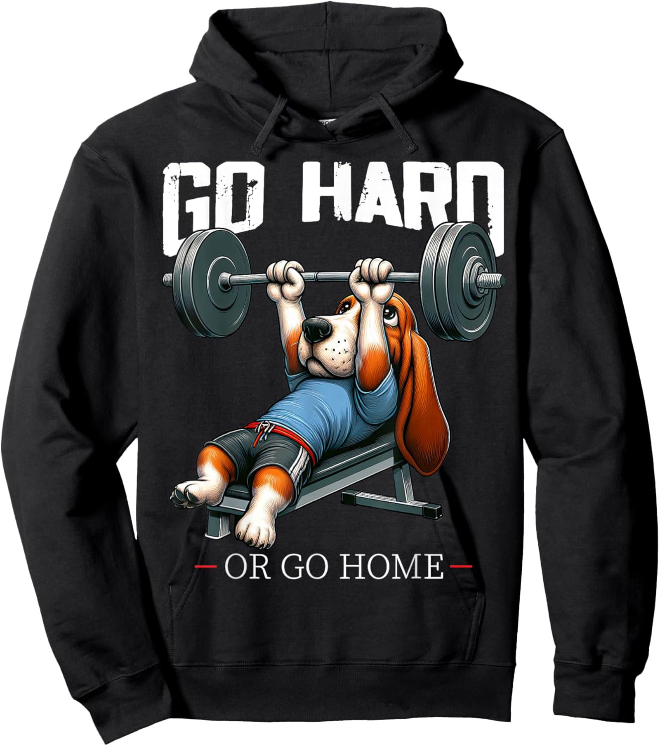 Go Hard Or Go Home Beagle Dog Weightlifting Fitness Gym Hoodie - Hoodie | Black