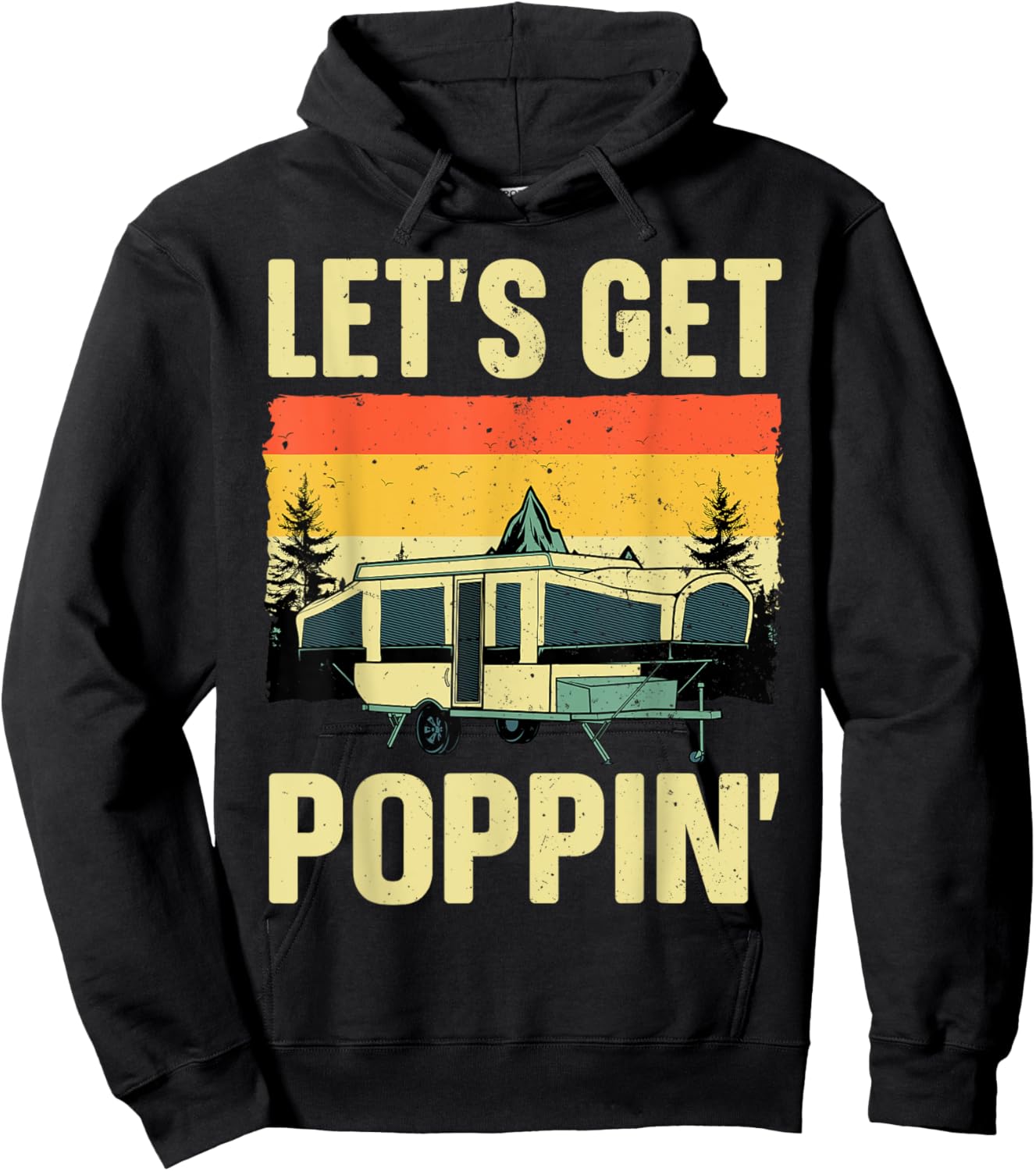 Funny Pop Up Camper Art Women Pop Up Trailer Camping Hoodie - Hoodie | Black