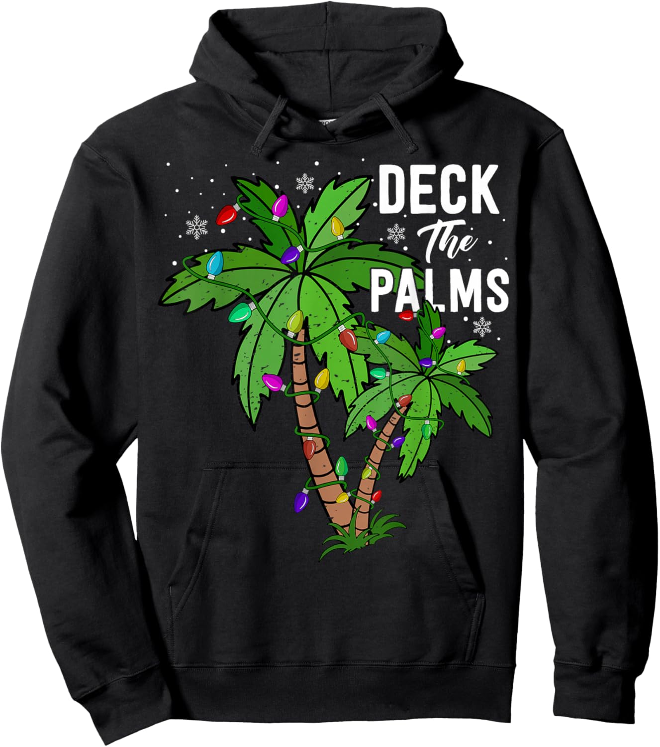 Deck the Palms Tree Funny Christmas Holiday Hoodie - Hoodie | Black