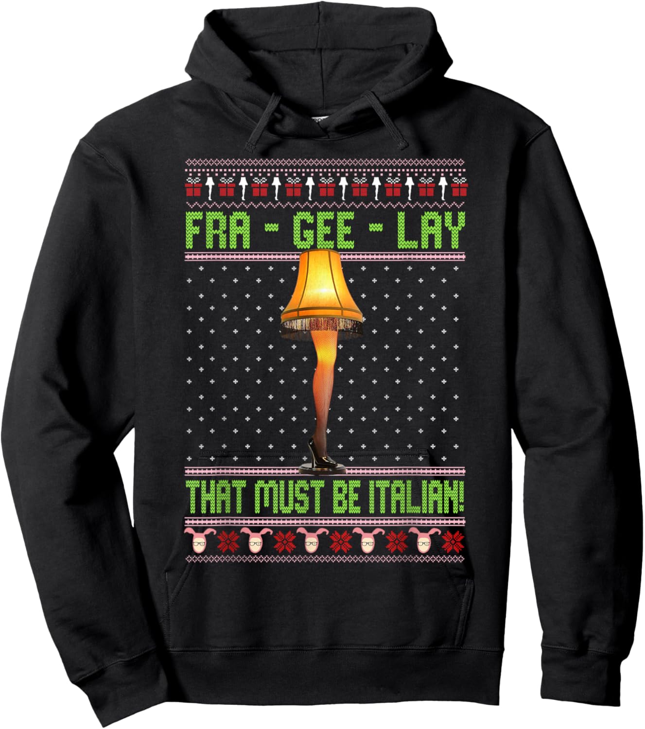 Fra-Gee-Lay Funny Christmas Fragile Italian Xmas Women Men Hoodie - Hoodie | Black