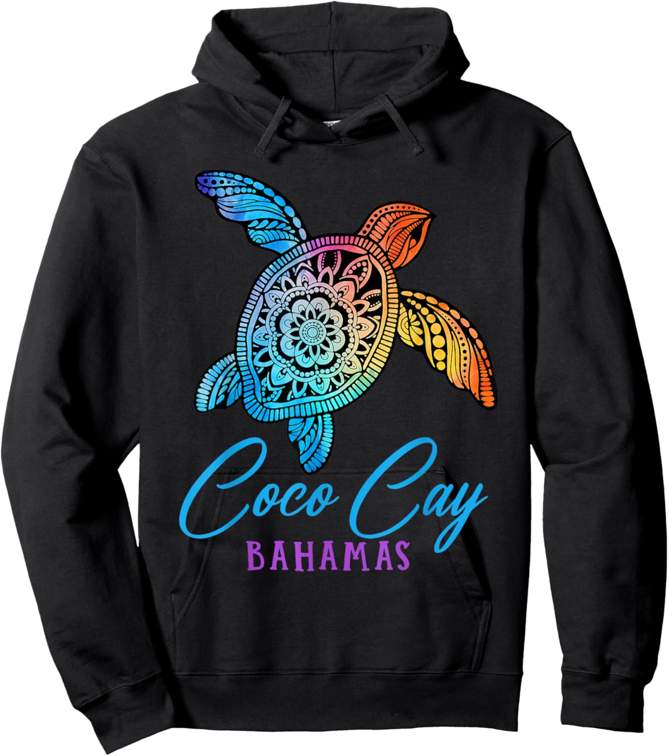 Coco Cay Bahamas Coco Cay Tribal Tie Dye Sea Turtle Hoodie - Hoodie | Black