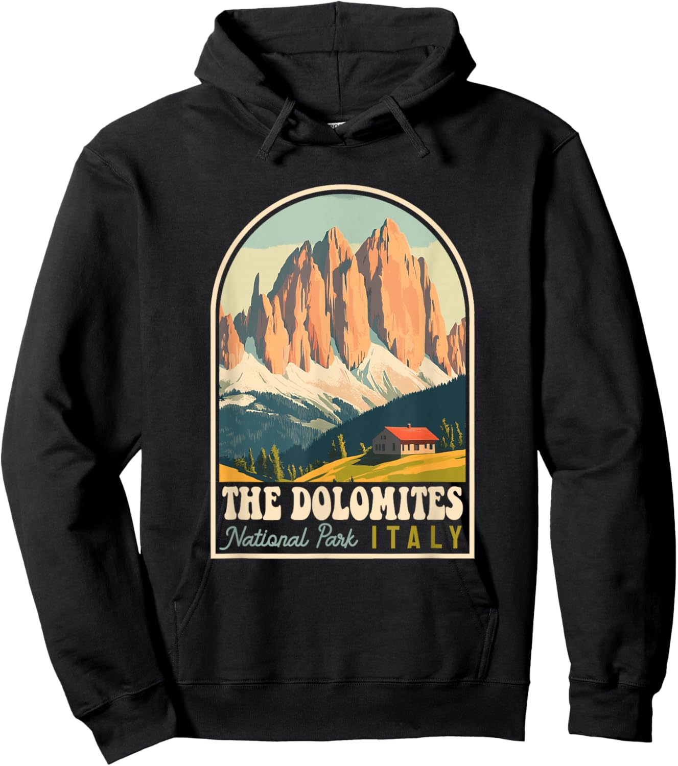 The Dolomites Italy Skiing Hiking Cycling Climbing Retro Hoodie - Hoodie | Black