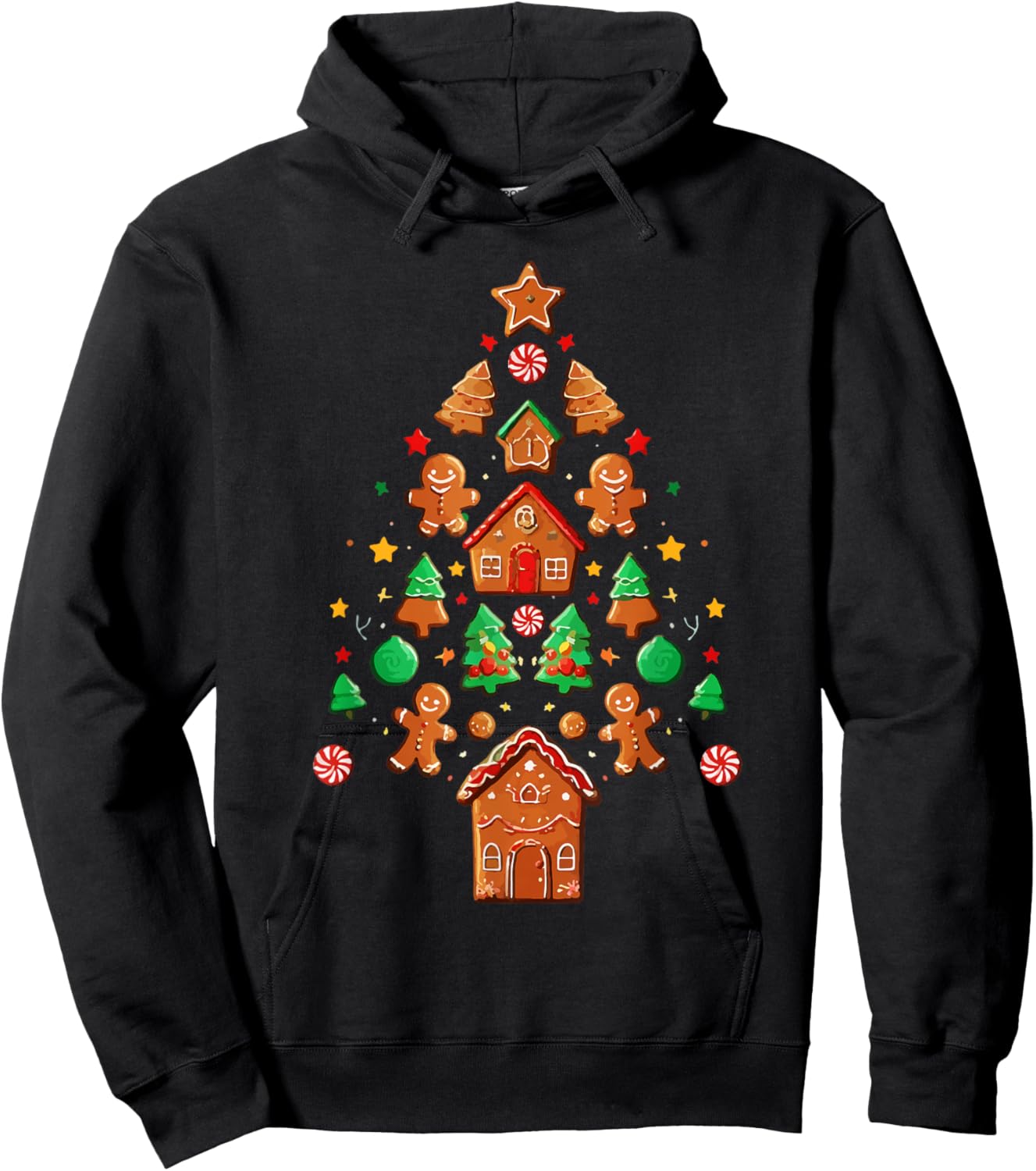 Merry Christmas Tree Gingerbread Man Xmas Cookie Costume Hoodie - Hoodie | Black