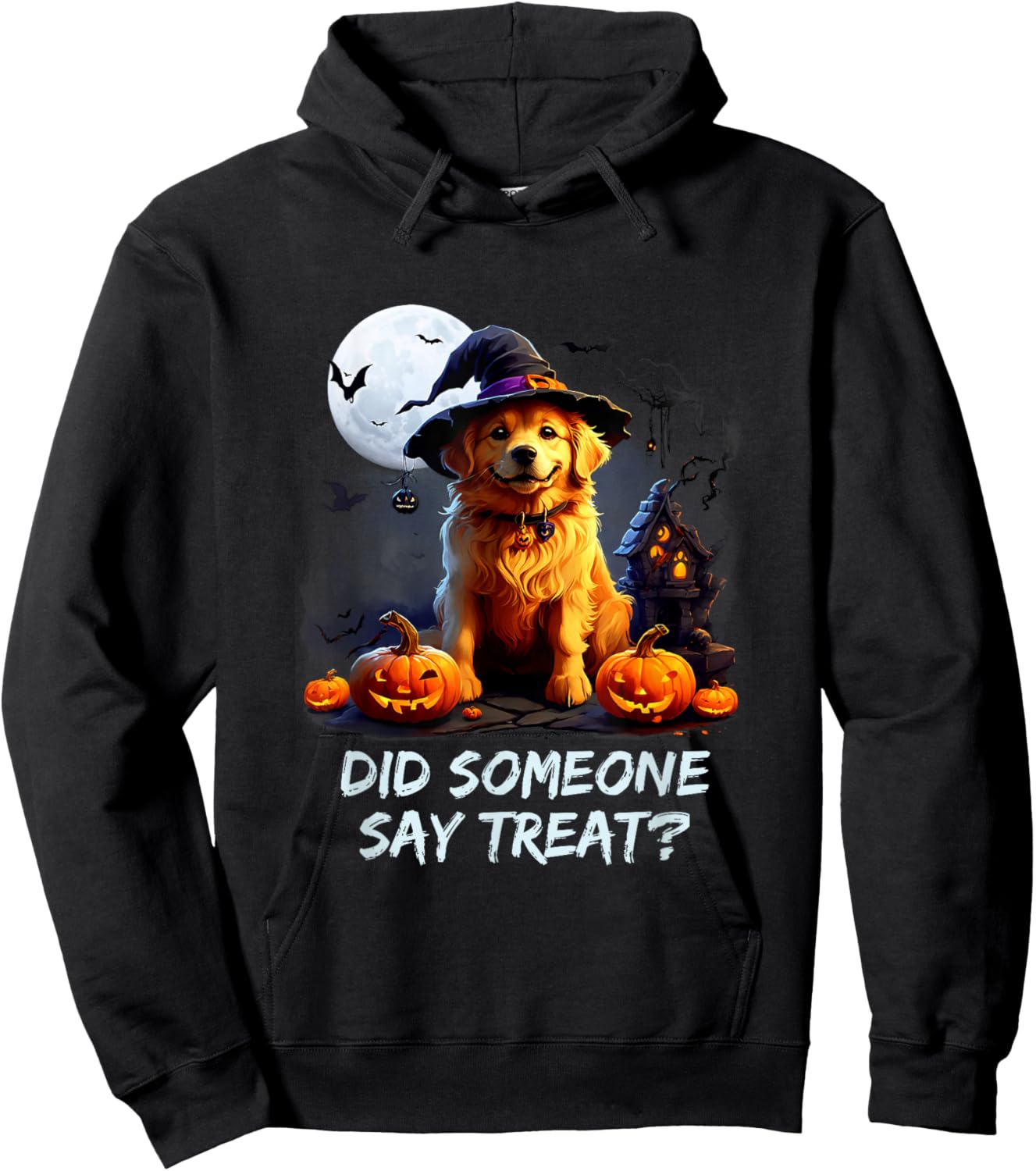 Golden Retriever Halloween Did Some one say treat Hoodie - Hoodie | Black