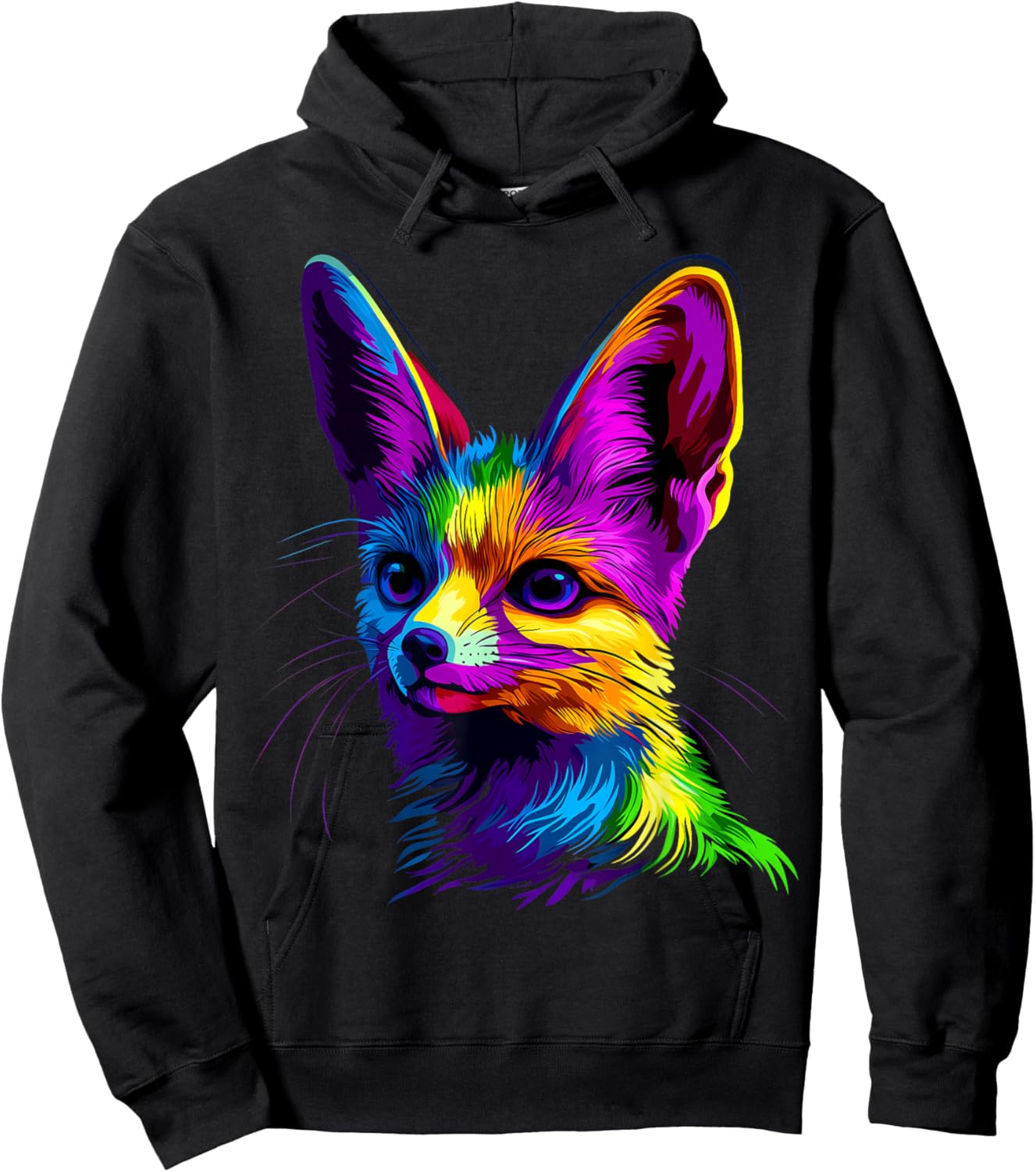 Colorful Fennec Fox Face Cute Animal Lover Men Women Black Hoodie - Hoodie | Black