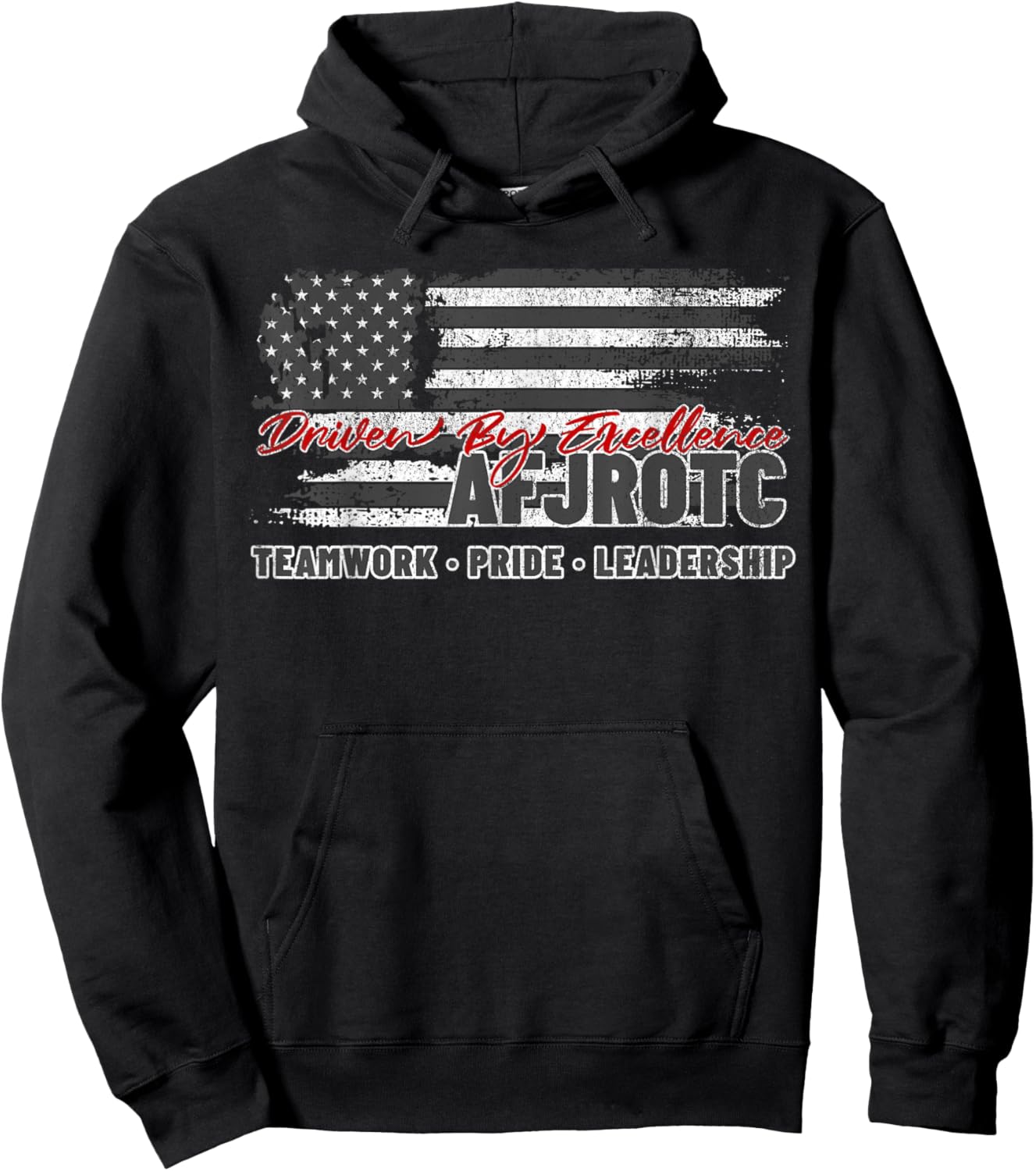 AFJROTC Teamwork Pride Leadership American Flag JROTC Cadet Hoodie - Hoodie | Black