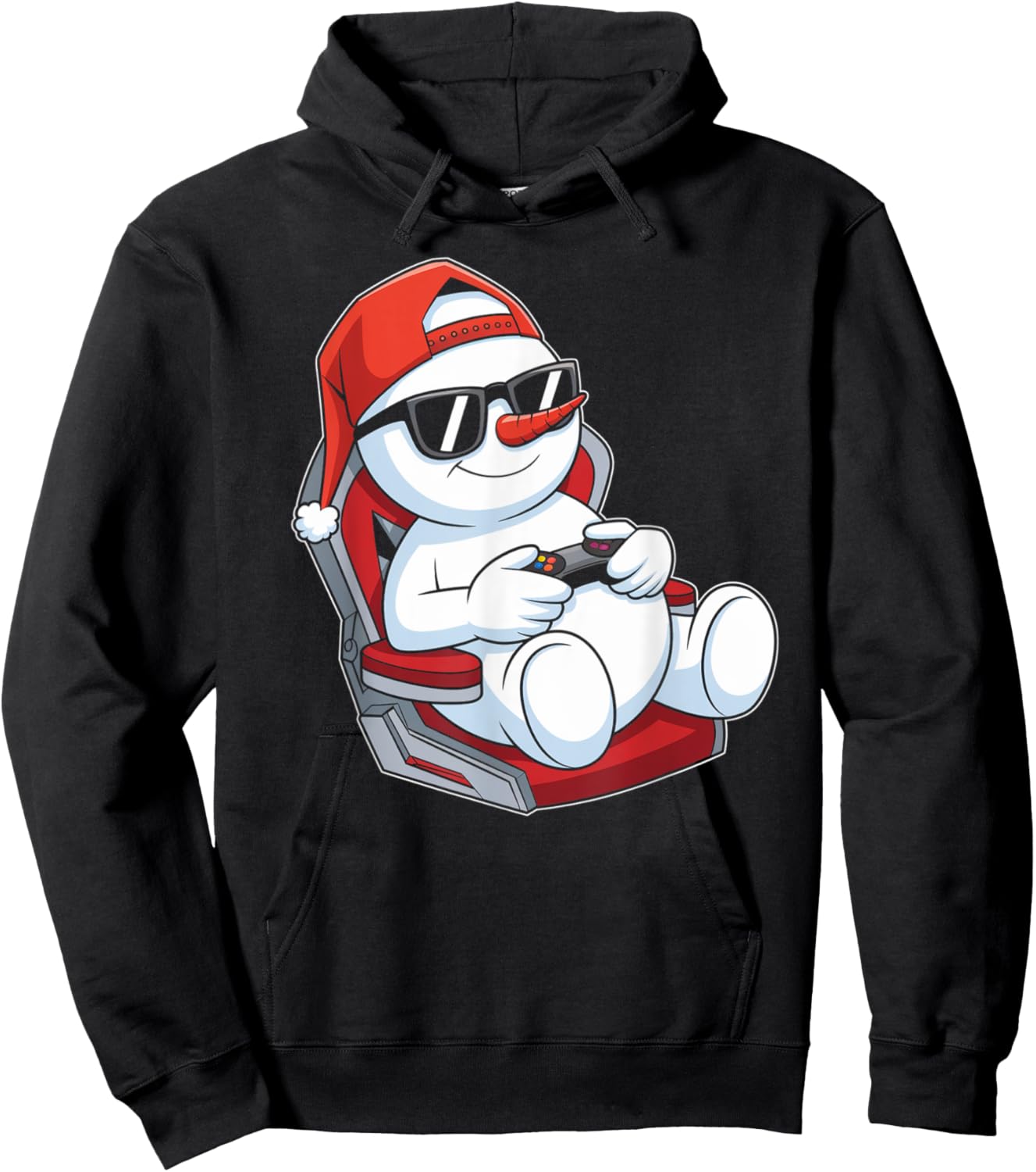 Christmas Snowman Gamer Funny Video Gaming Xmas Kids Boys Hoodie - Hoodie | Black