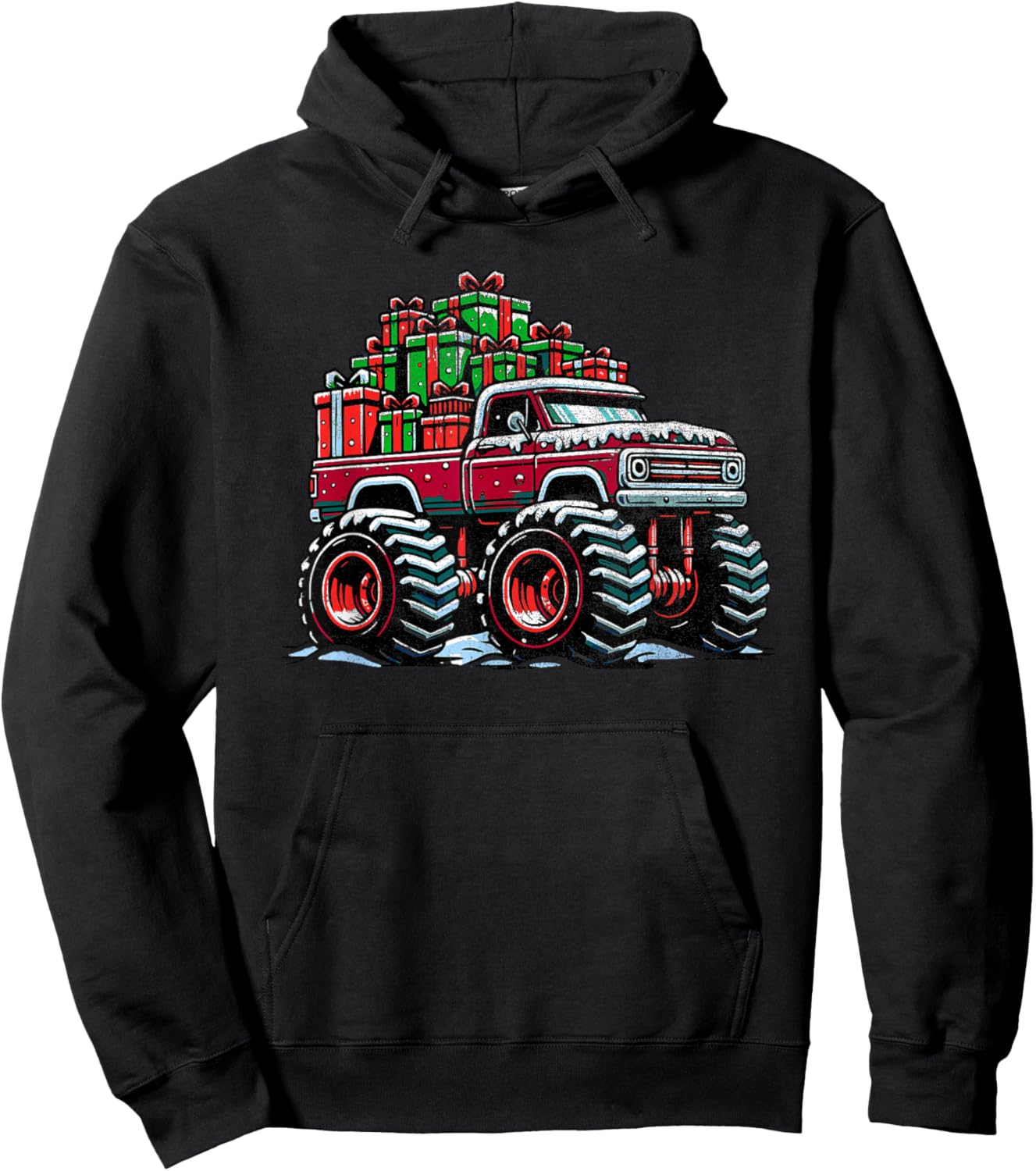 Christmas Monster Truck for Boys Kids Monster Truck Lovers Hoodie - Hoodie | Black