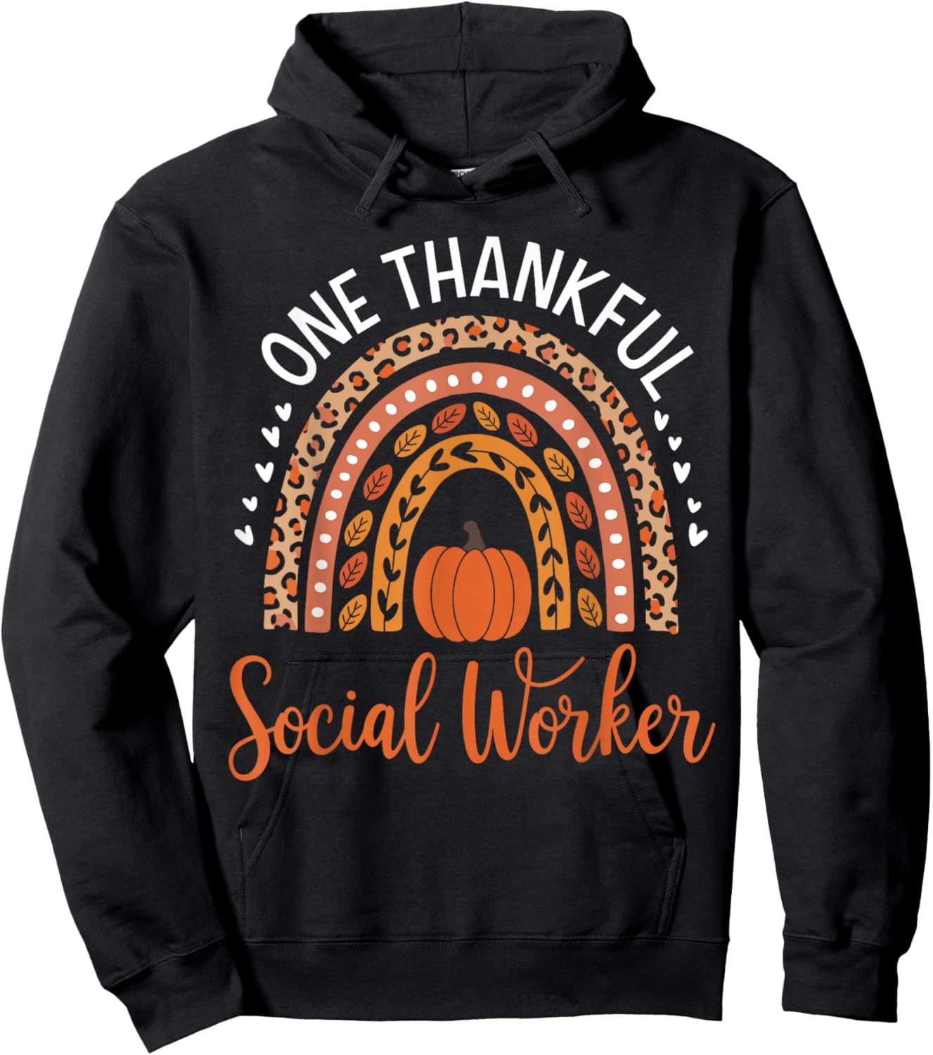 One Thankful School Social Worker Thanksgiving School Worker Hoodie - Hoodie | Black