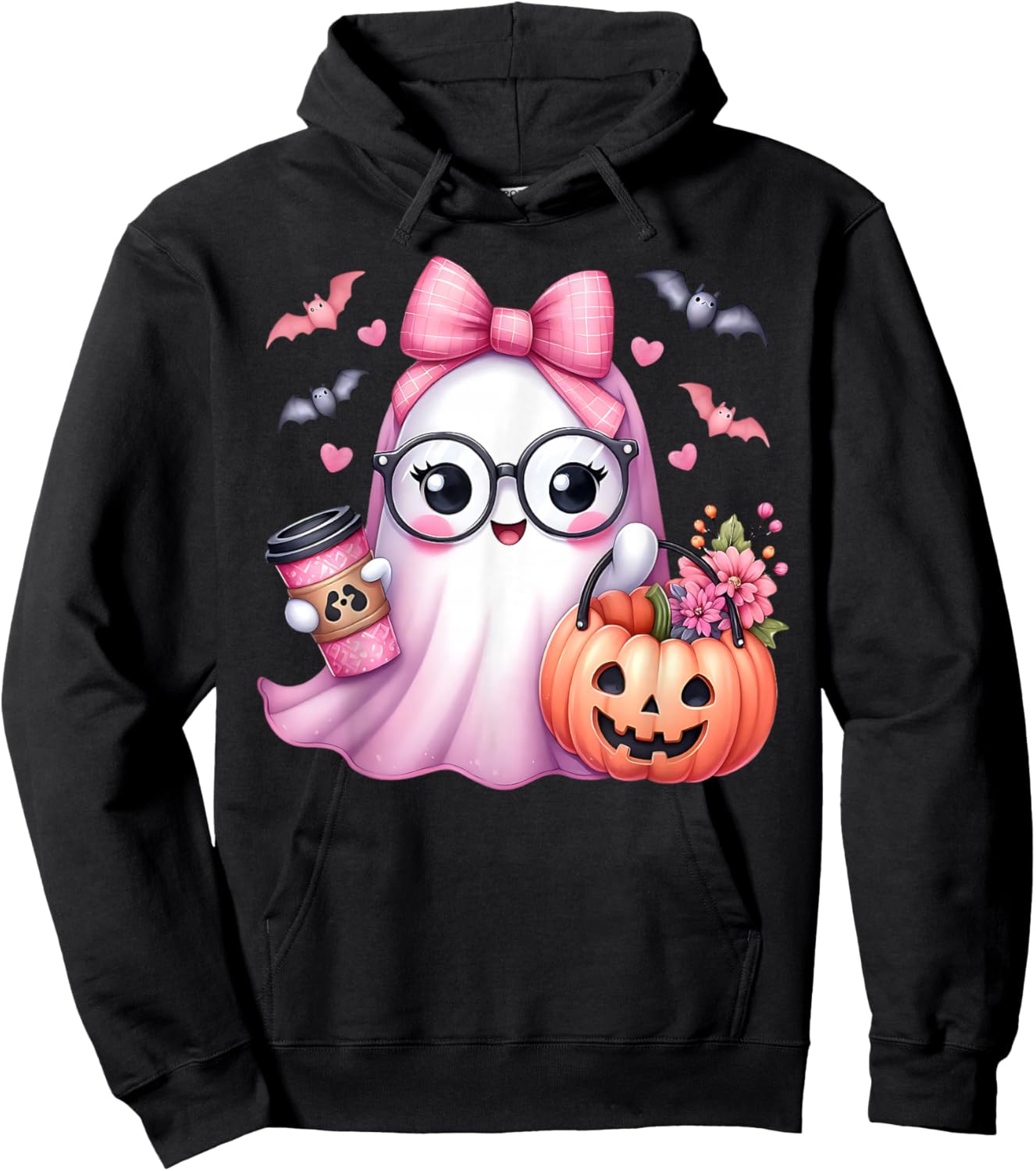 Cute Pink Ghost Boo Halloween Costume for Girl Kids Toddler Hoodie - Hoodie | Black
