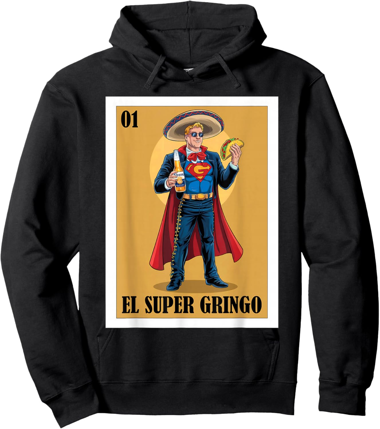 Funny Mexican Design for Blonde Guys - El Super Gringo Hoodie - Hoodie | Black