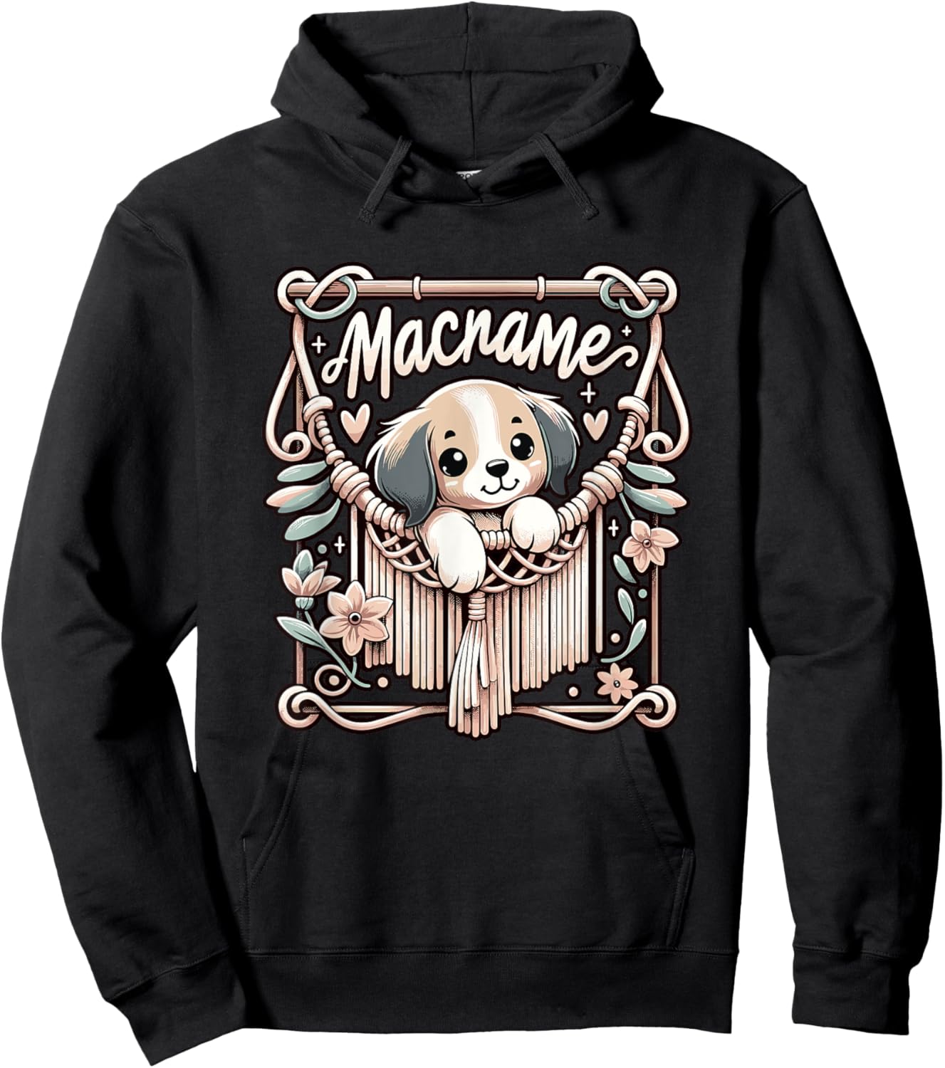 Funny Macrame Dog Artist Macrame Hoodie - Hoodie | Black