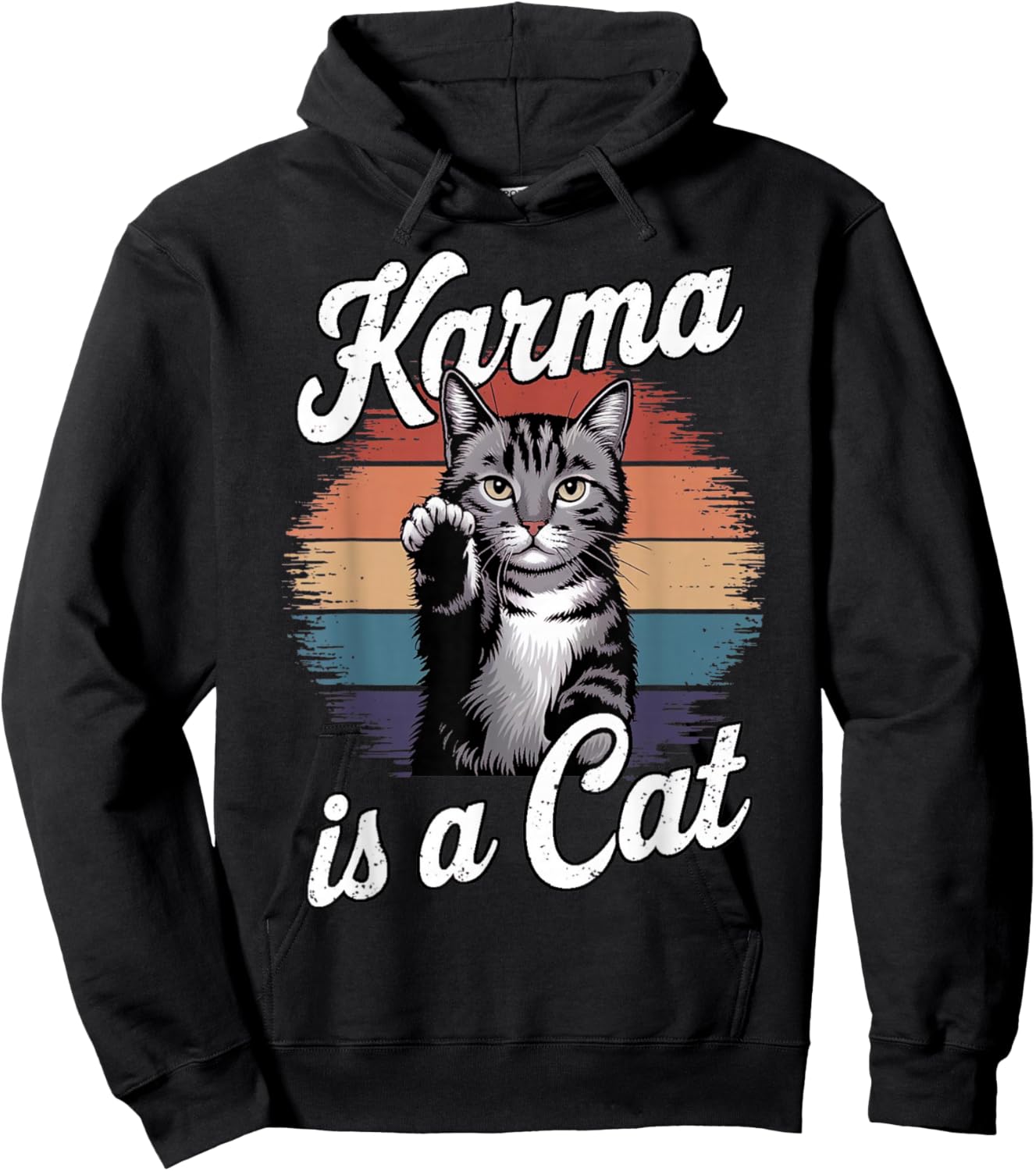 Vintage Karma is a Cat Cat Lovers for Girls Man and Kids Hoodie - Hoodie | Black