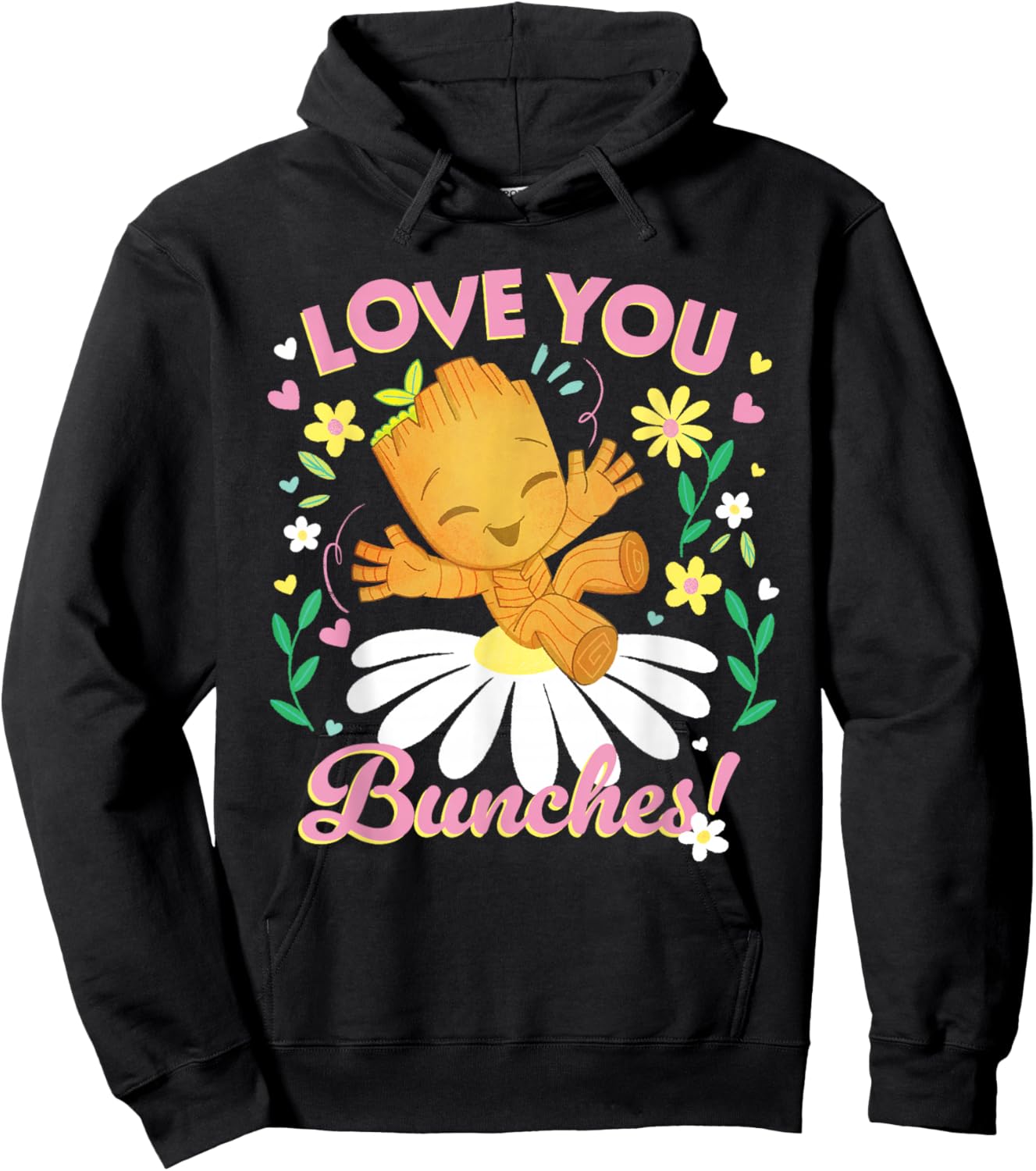 Marvel Valentine's Day Spring Flower Groot Love You Bunches Hoodie - Hoodie | Black