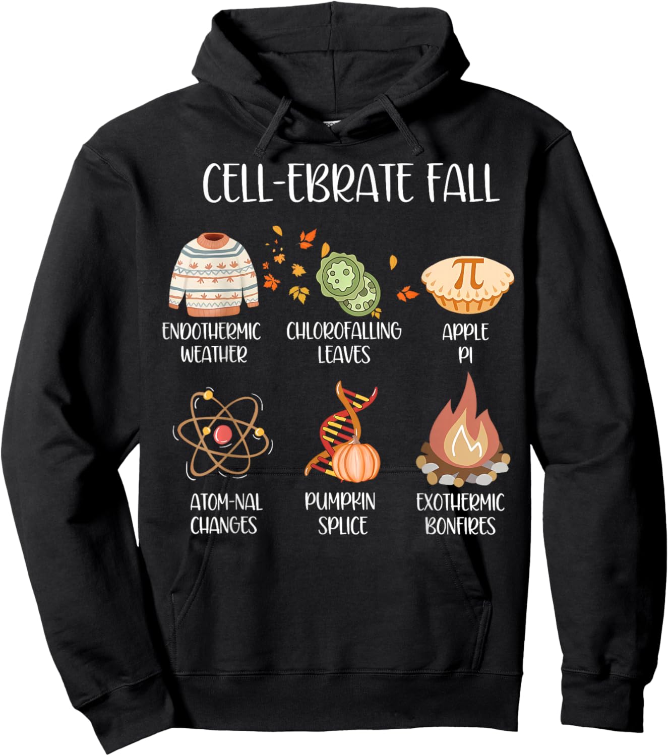 Cel-ebrate Fall Funny Science Teacher Fall Autumn Pumpkin Hoodie - Hoodie | Black