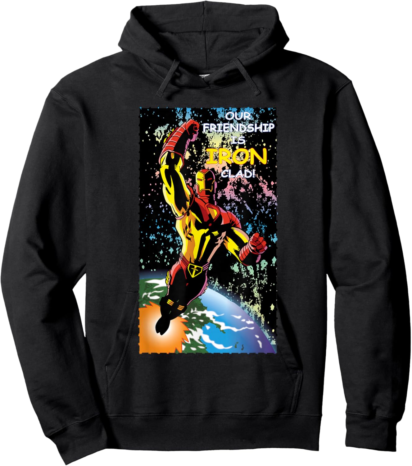 Marvel Retro '90s Valentine's Day Card Avengers Iron Man Hoodie - Hoodie | Black
