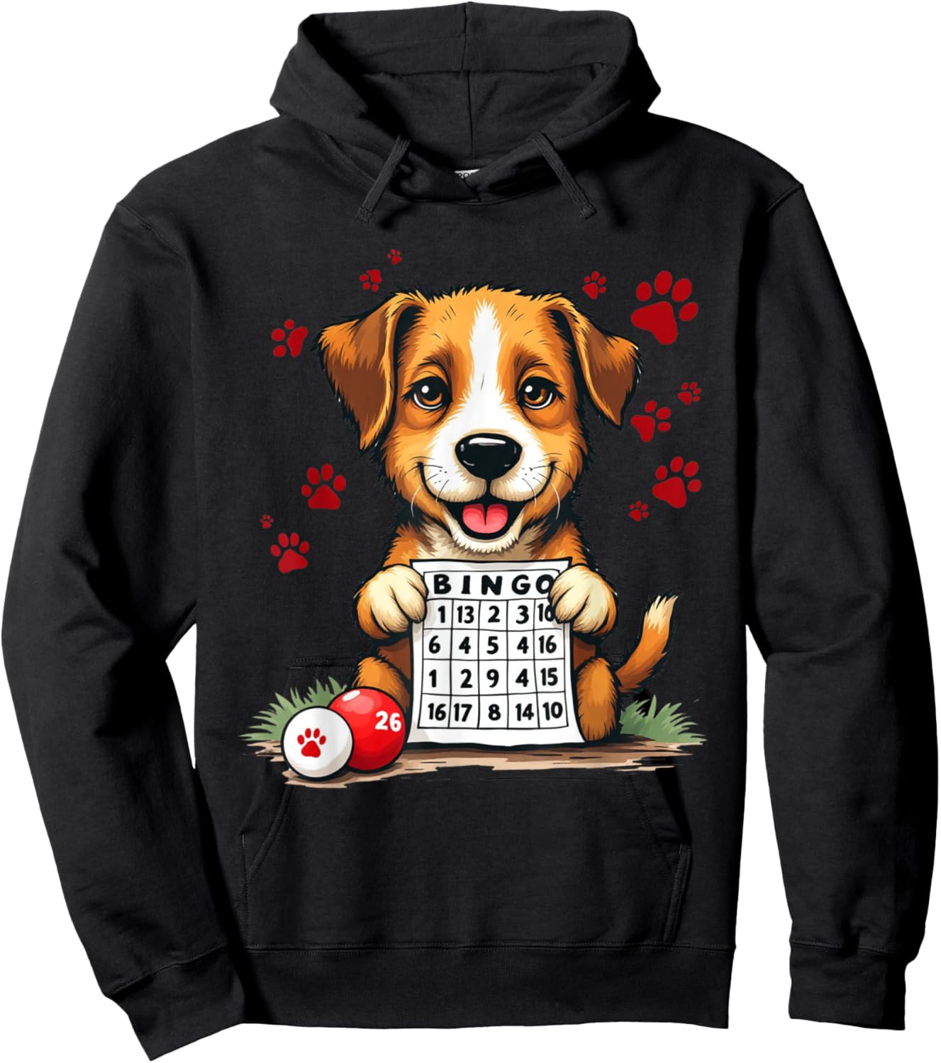 Bingo and Dog Funny Bingo I love Bingo and my Dog Gift Men Women Hoodie - Hoodie | Black