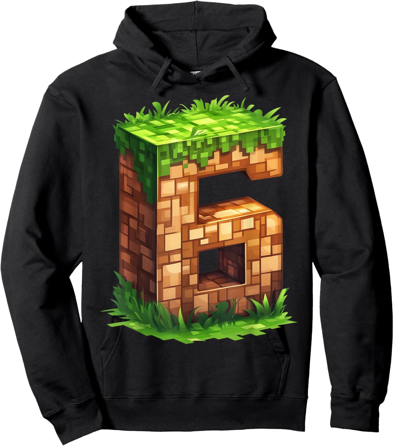 Fun 6th Birthday Number 6 Video Gamer Pixel Themed Bday Boys Hoodie - Hoodie | Black