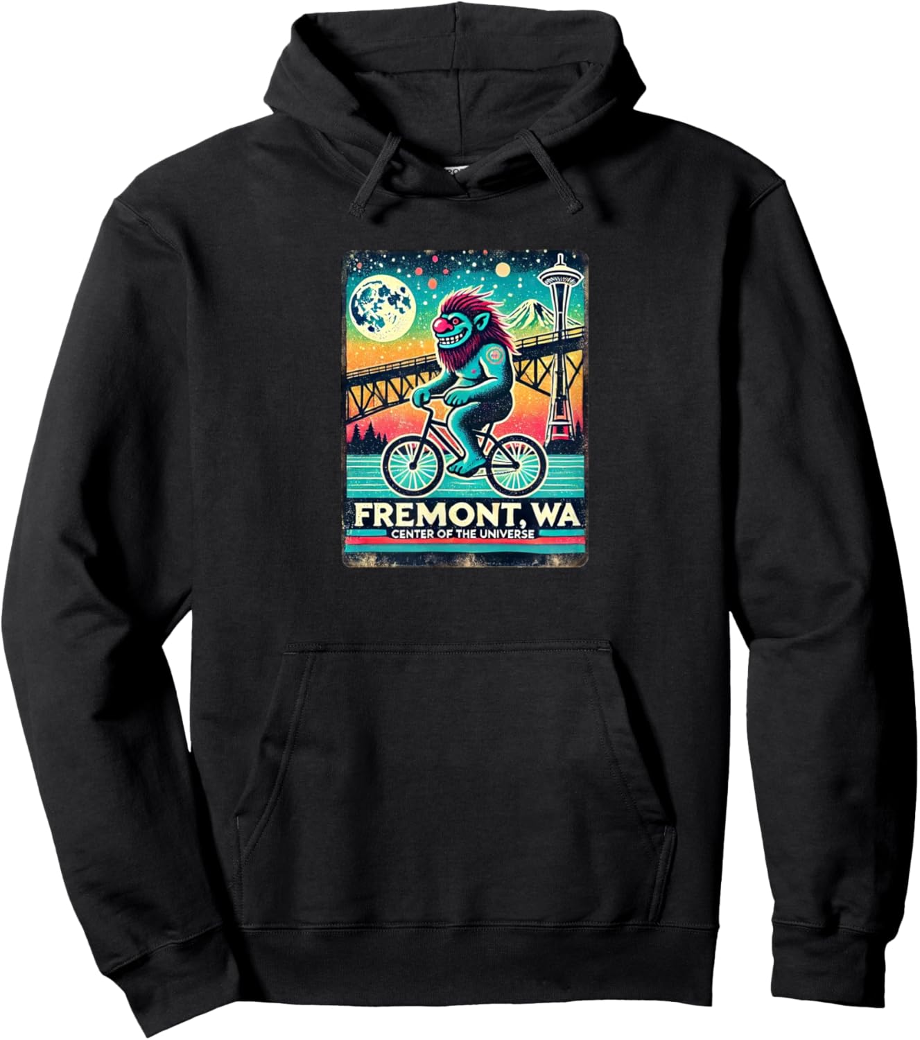 Fremont Solstice Troll, Seattle, WA - Designed Locally Hoodie - Hoodie | Black