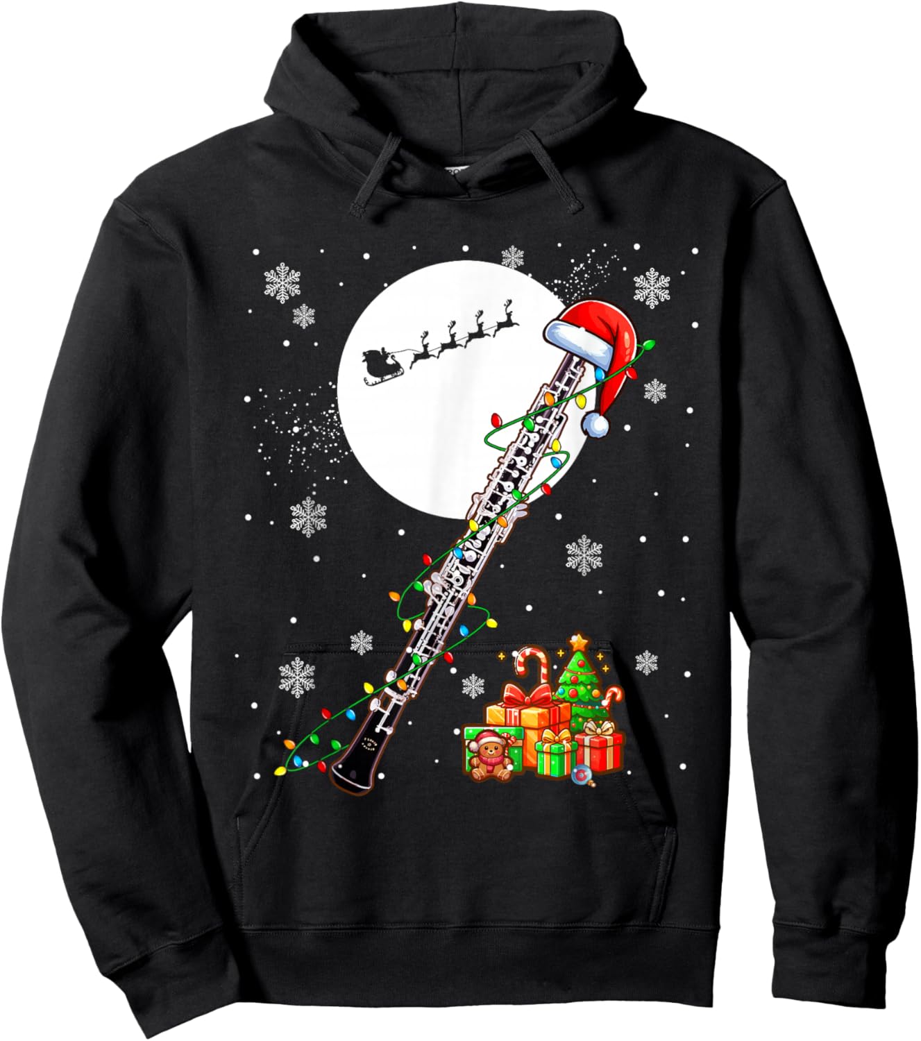 Santa Oboe Christmas Instrumentalist Lover Player Team Hoodie - Hoodie | Black