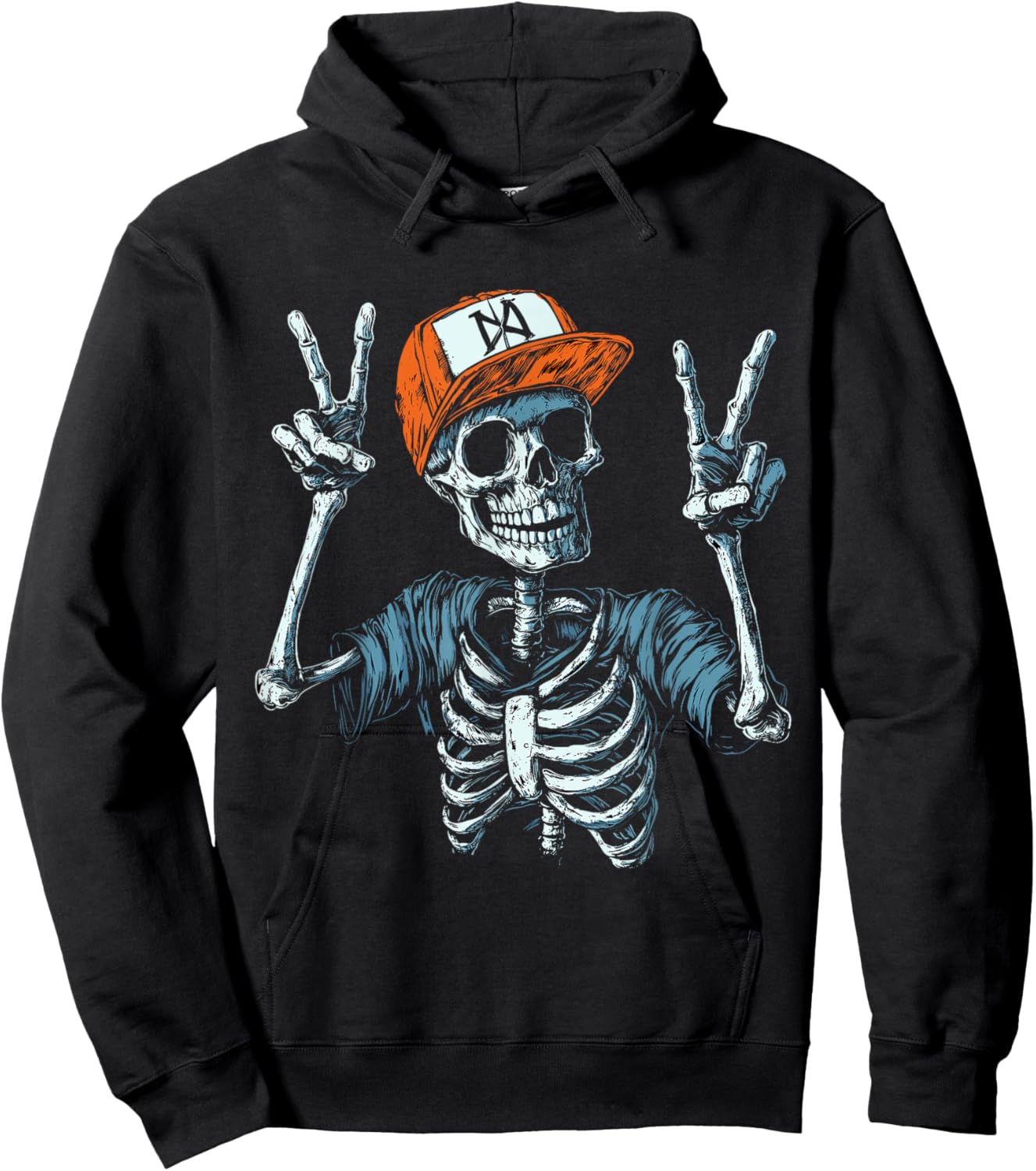 Skeleton Hand Peace Sign Bone Hoodie - Hoodie | Black