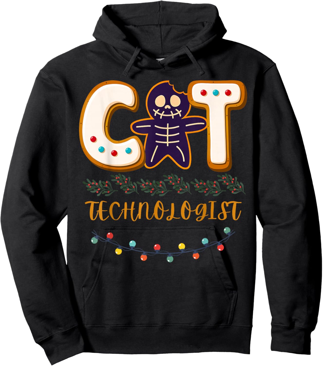 Gingerbread CT Technologist MRI X-ray Tech Christmas Holiday Hoodie - Hoodie | Black