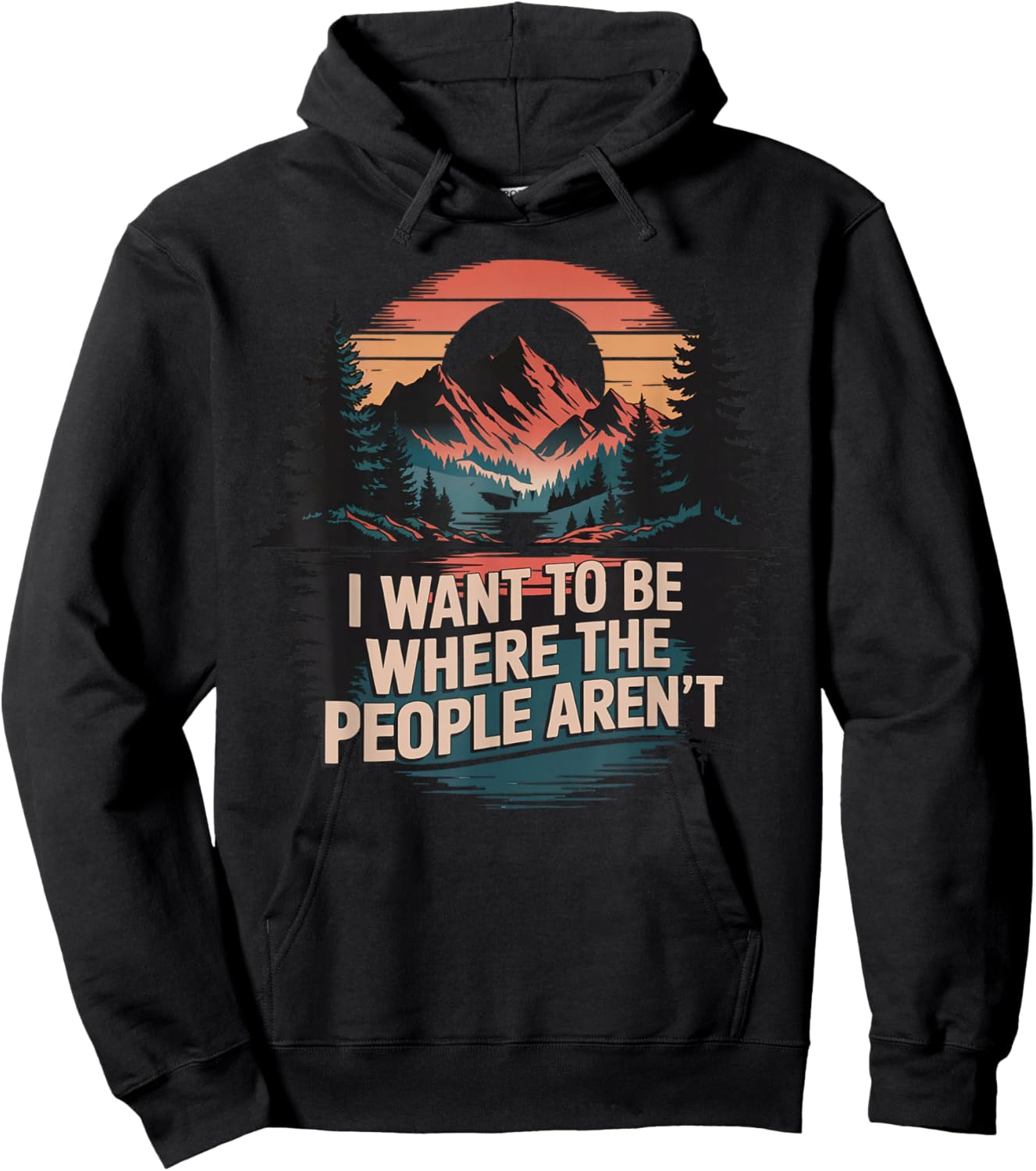 Cub Camping Hiking Scouting Gifts Retro Vintage I Want To Be Where The People Aren't Adult Black Short Sleeve Medium Hoodie - Hoodie | Black