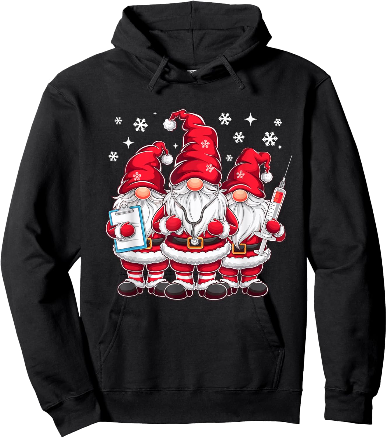 Cute Nursing Christmas Gnomes Xmas Medical Scrub Top Nurse Hoodie - Hoodie | Black