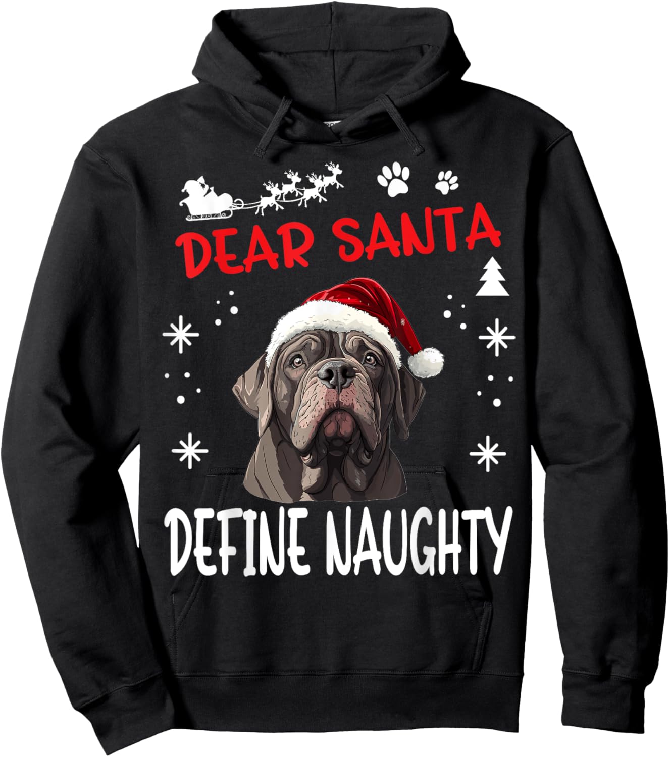 Cute Neapolitan Mastiff Dog Christmas Dear Santa Define Women Kids Hoodie - Hoodie | Black