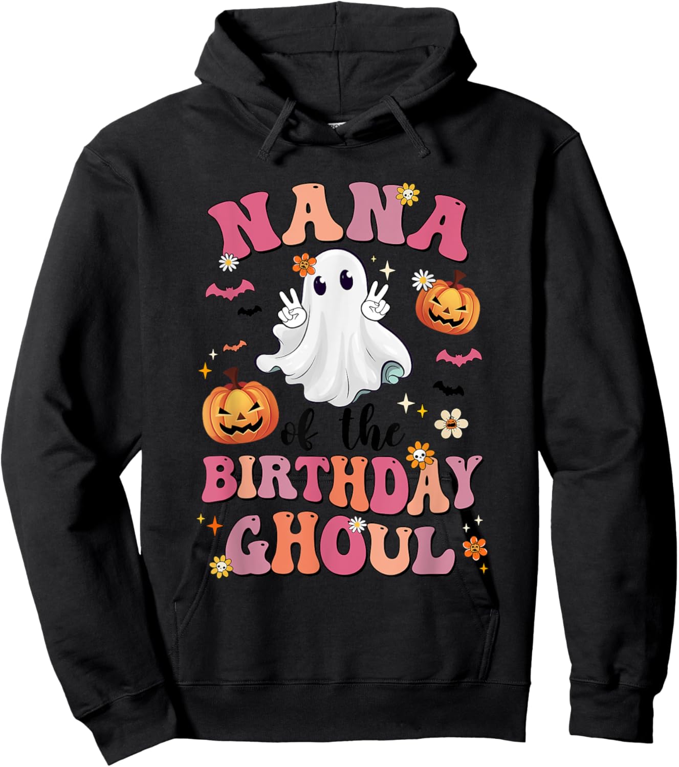 Nana Of The Birthday Ghoul Halloween Bday Boys Girls Ghost Hoodie - Hoodie | Black