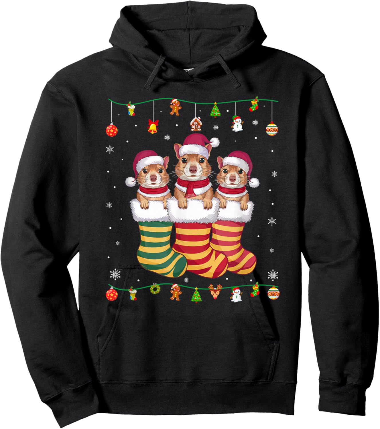 Prairie Dog in Christmas Men Women Kids Xmas Pajama Hoodie - Hoodie | Black