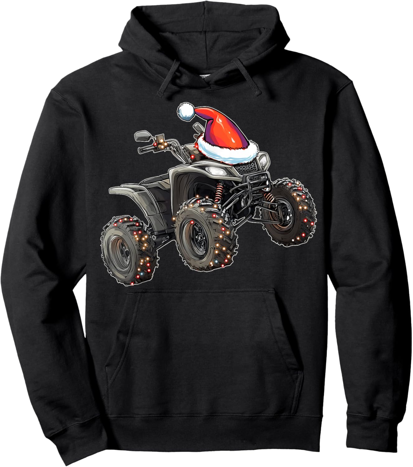 Atv Quad 4 Wheeler Christmas Hat Xmas Hoodie - Hoodie | Black