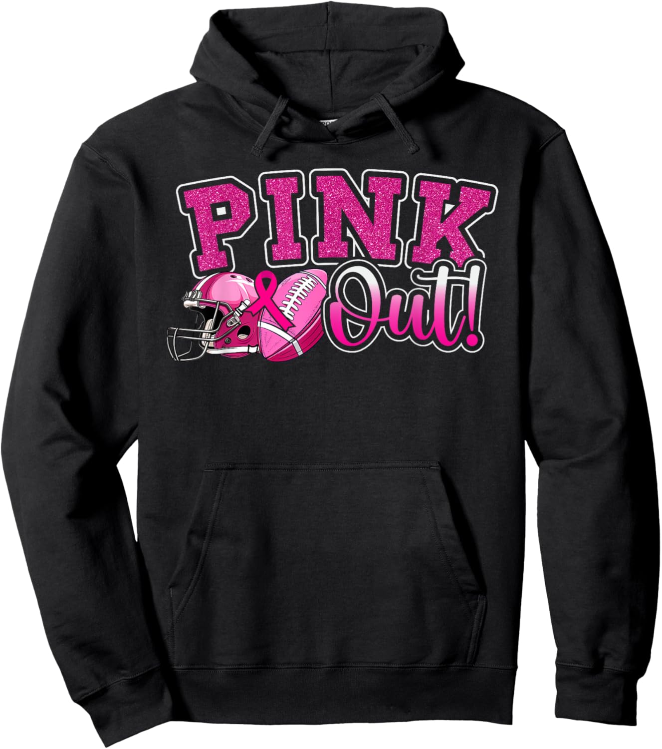 Pink Out Football Breast Cancer Awareness Sport Cheer Women Hoodie - Hoodie | Black
