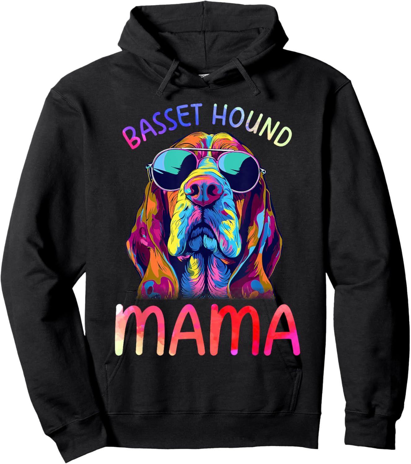 Basset Hound Mom Mama Pop Art Basset Hound Lovers Hoodie - Hoodie | Black