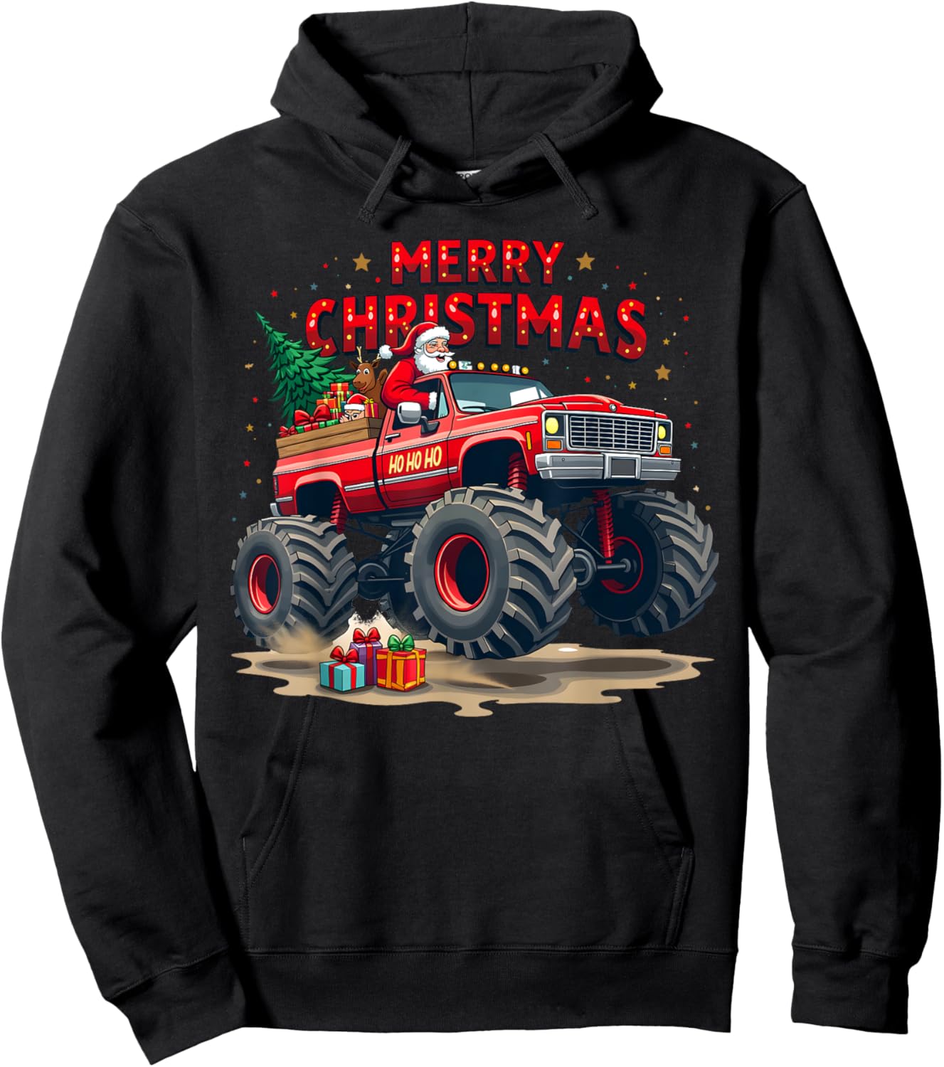 Holiday Christmas Monstertruck Off-Road Adventure Hoodie - Hoodie | Black