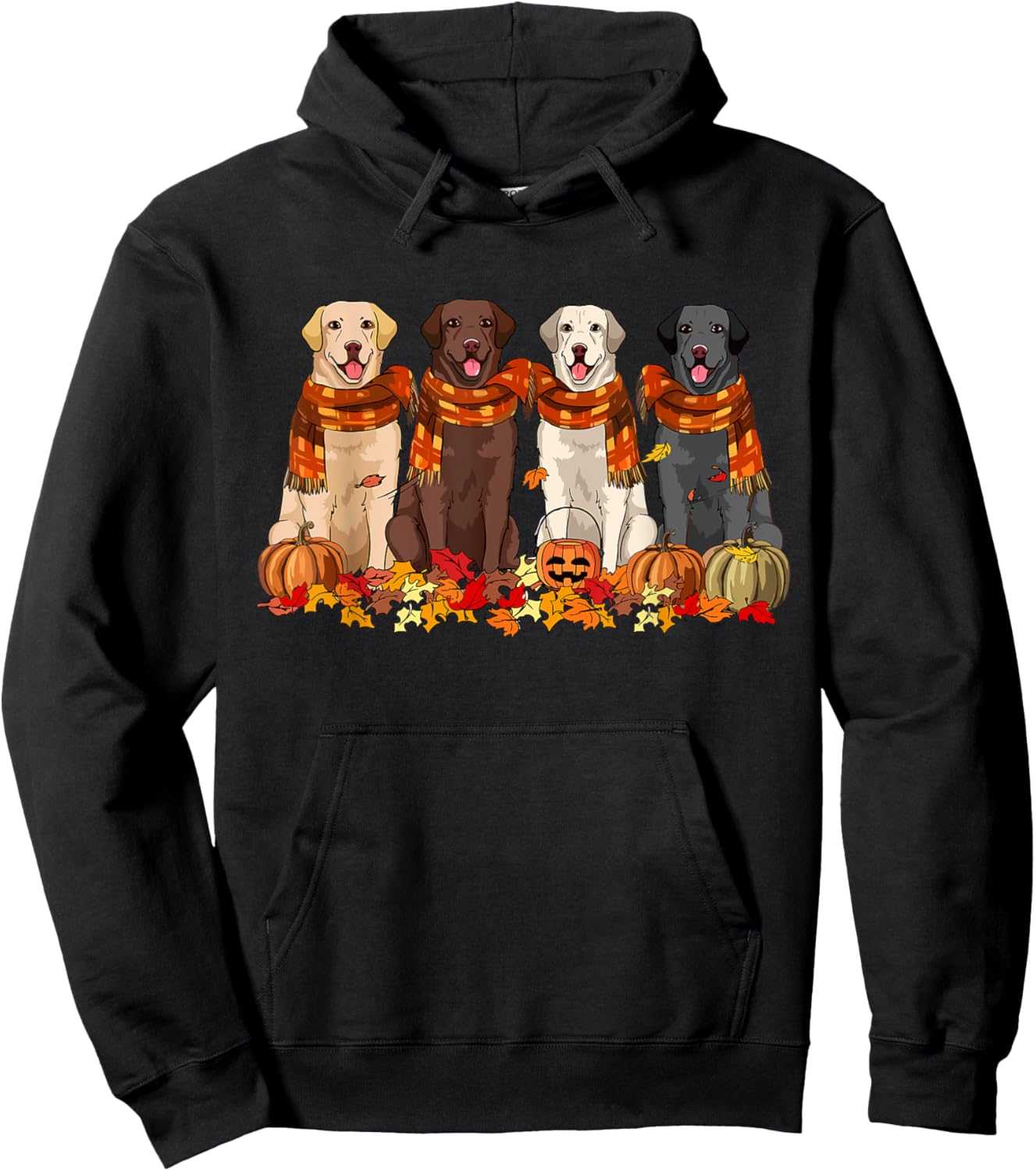 Fall Autumn Pumpkin Labrador Retriever Thanksgiving Dog Mom Men Women Hoodie - Hoodie | Black