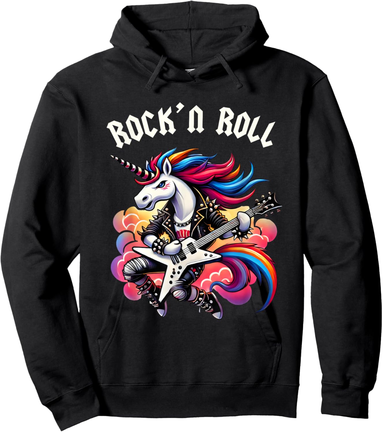 Rock'n Roll Boys Unicorn Rockstar, Punk Goth Band, Kids Boys Hoodie - Hoodie | Black
