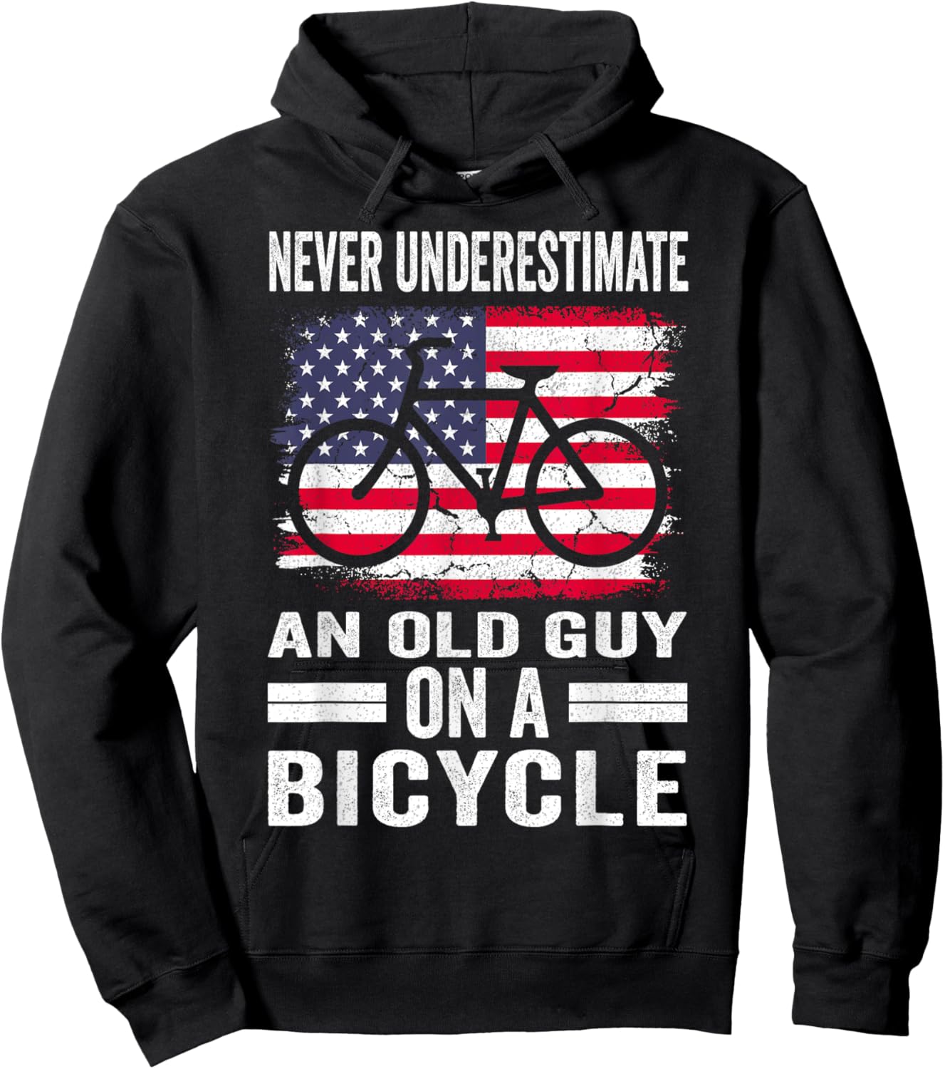 Never Underestimate an Old Guy on a Bicycle Funny Cycling Hoodie - Hoodie | Black