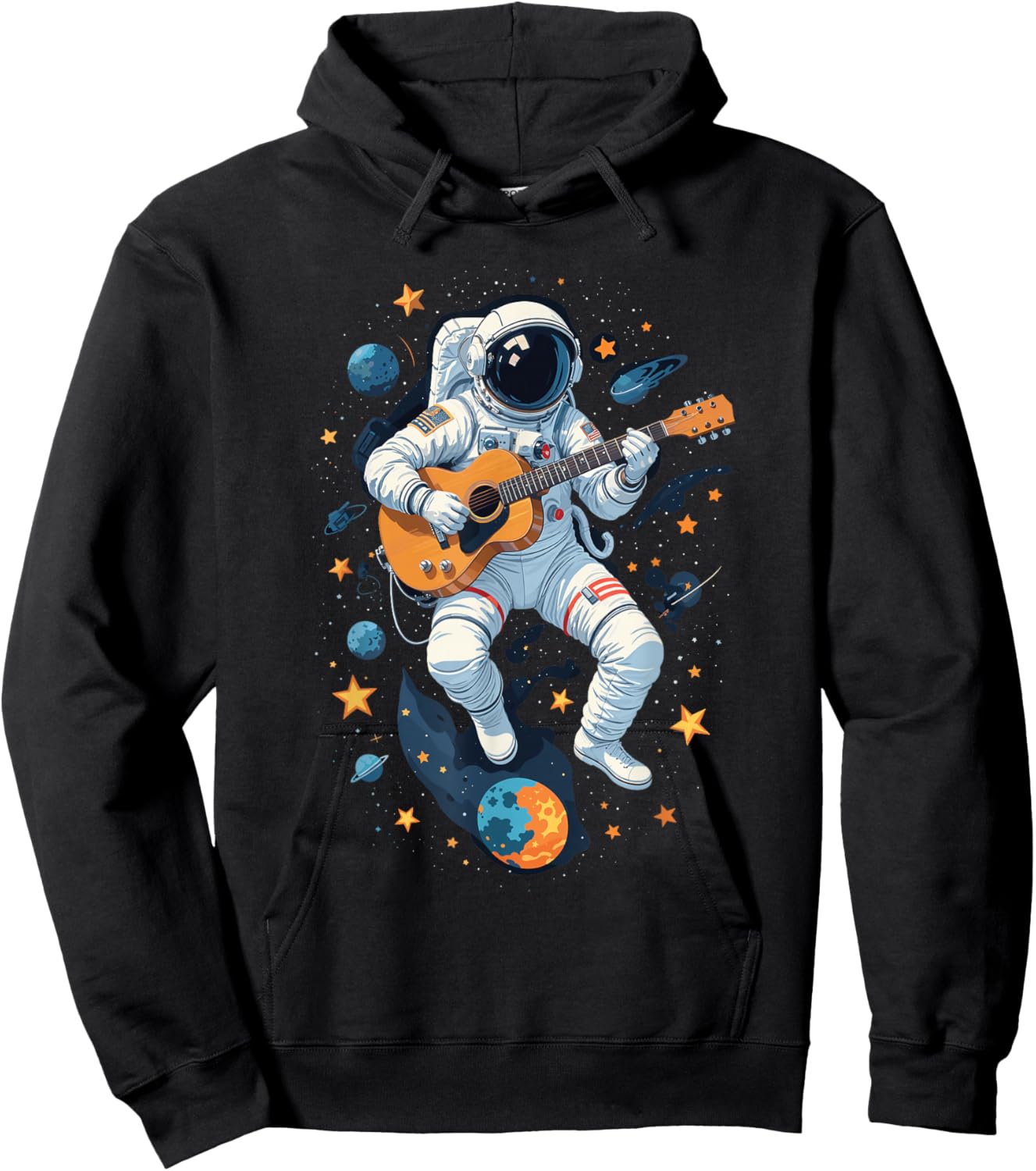 Astronaut Playing Guitar Shirt Spaceman Guitarist Musician Hoodie - Hoodie | Black