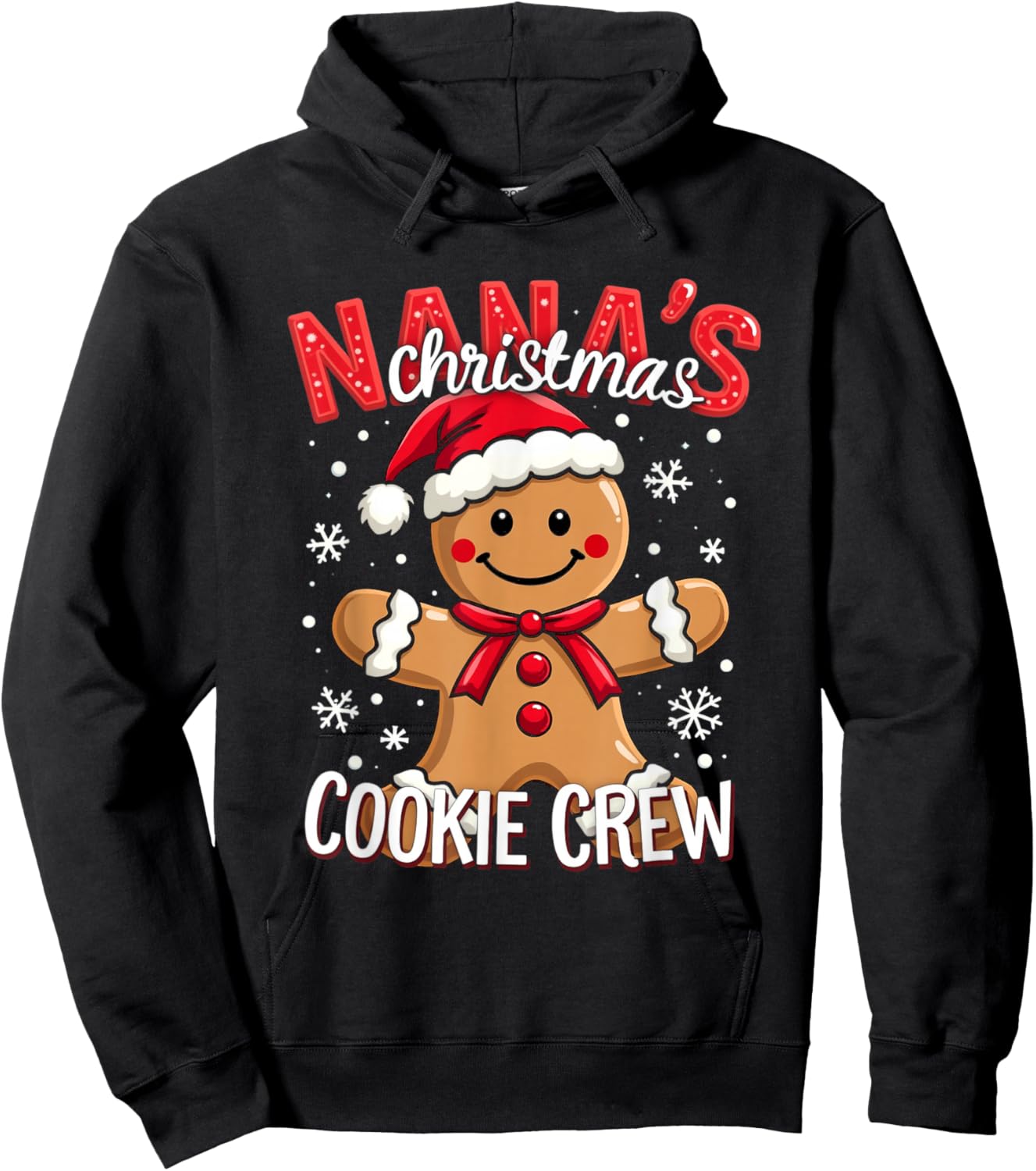 NANA's Christmas COOKIE CREW Christmas Gingerbread Hoodie - Hoodie | Black
