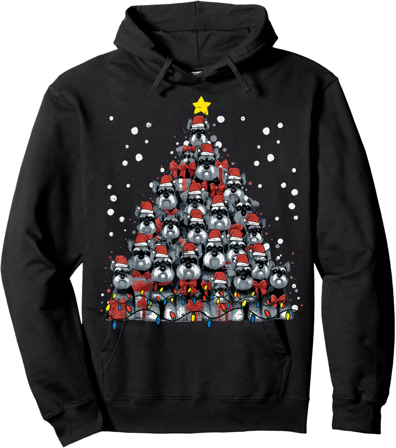 Schnauzer Dog Christmas Tree Xmas Men Women Boys Girls Kids Hoodie - Hoodie | Black