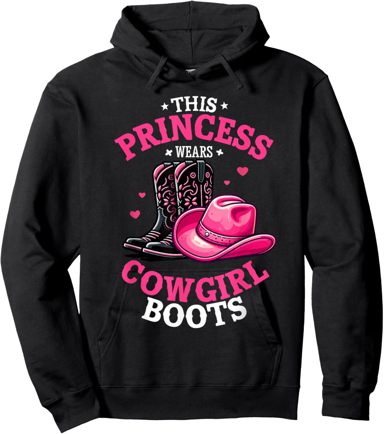 Princess Cowgirl Wears Western Cowboy Boots Farm Girls Hoodie - Hoodie | Black