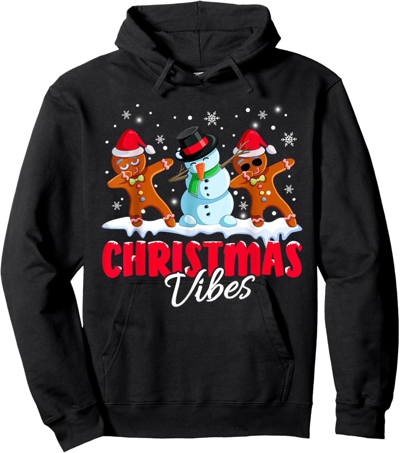 Christmas Pajamas Christmas Vibes Dabbing Ginger Snowman Hoodie - Hoodie | Black